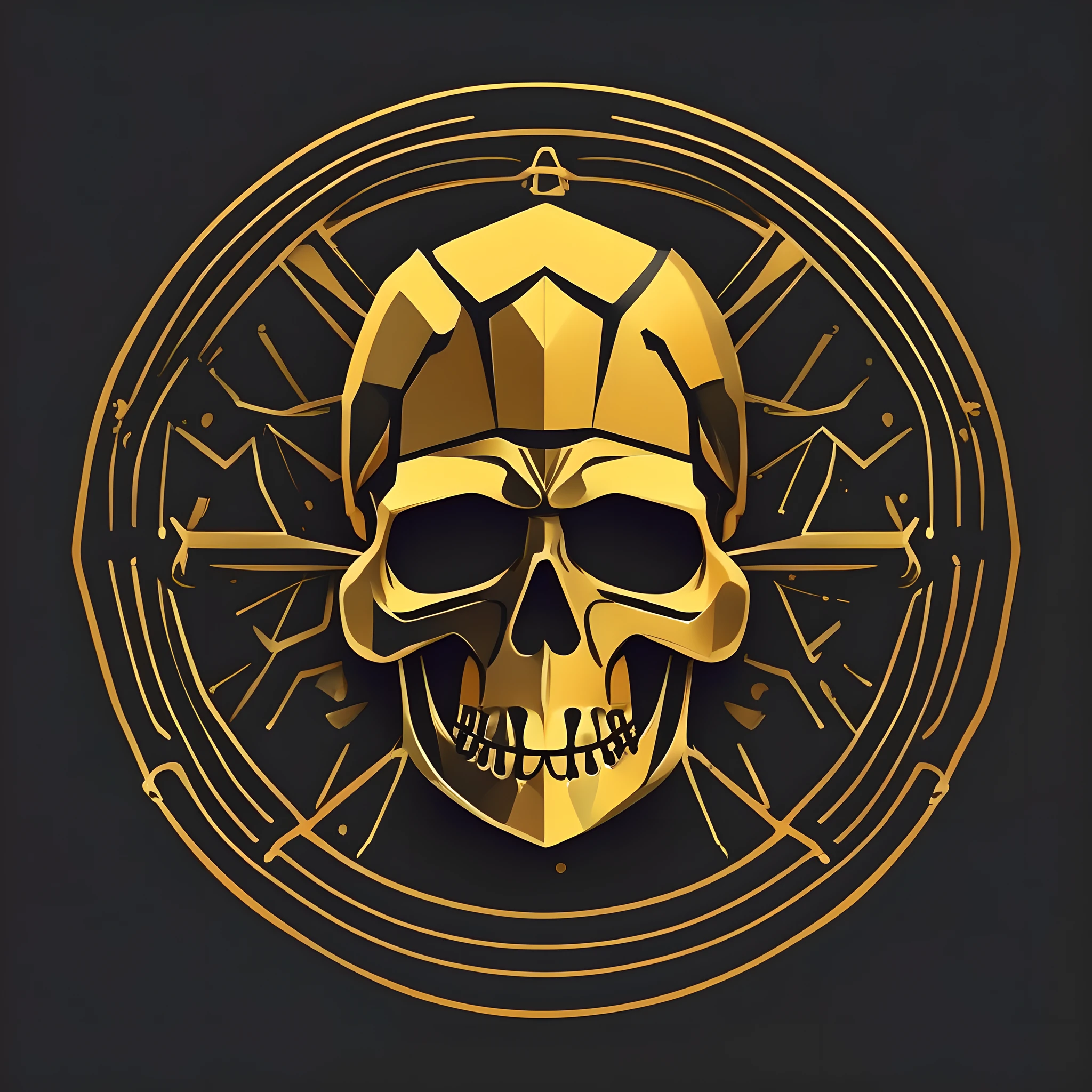 logo, vector, logo design, vector, simple, flat, icon, minimalism, well-defined lines and contours, centralized, a golden skull