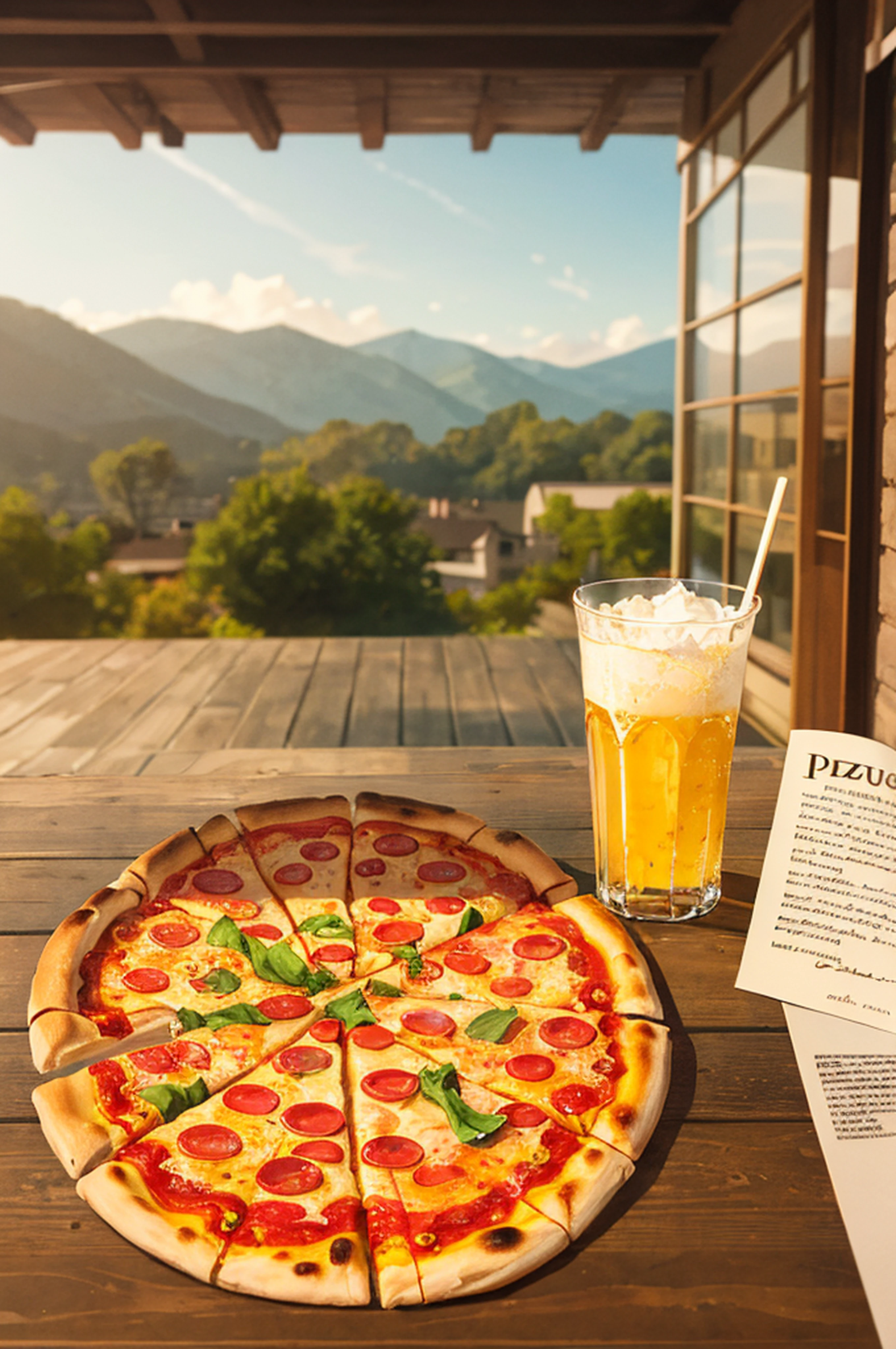 (Magic photo:1.3) from (Realistic:1.3),(Energetic:1.3) photograph of a pizza menu, Highly detailed,(Provia:1.3)