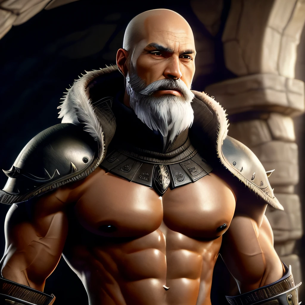 a close up of a man with a beard and a leather jacket, epic character portrait, high detail iconic character, hyperdetailed fantasy character, unreal engine character art, unreal 5. rpg portrait, 3 d render character art 8 k, picture of an adult male warrior, epic character art, highly detailed character, muscular character, 3 d character art, epic rpg portrait