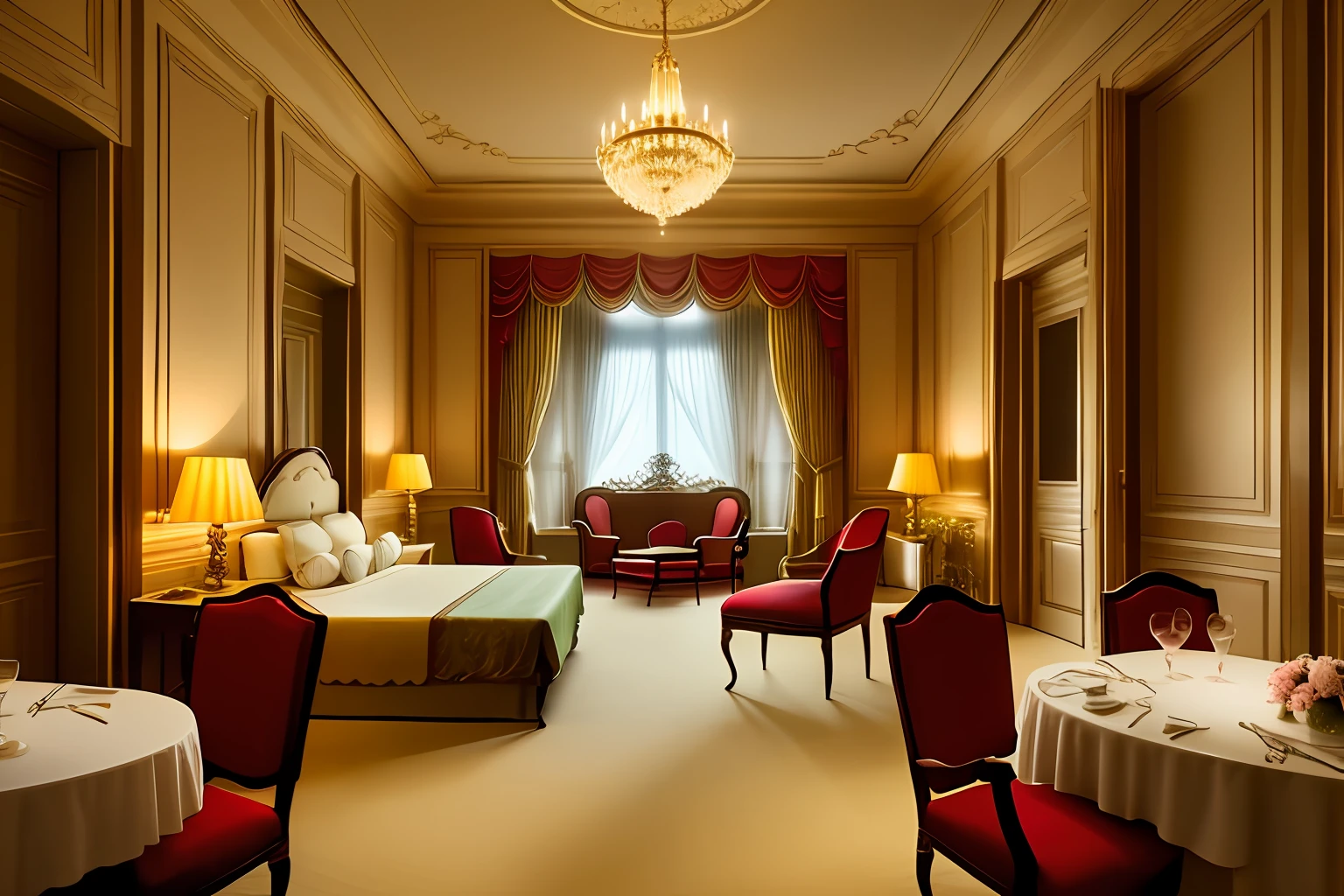 princess bedroom, peachy walls, large windows letting in soft light, baroque mirror, {four poster bed, carved woods and heavy embroidered fabrics}pink mood lighting, classic baroque purple armchair, ((masterpiece)) ,(ultra detailed),(intricate details),furniture must be antique,baroque style,heavy,carved solid wood,hyperrealistic,hd photo quality