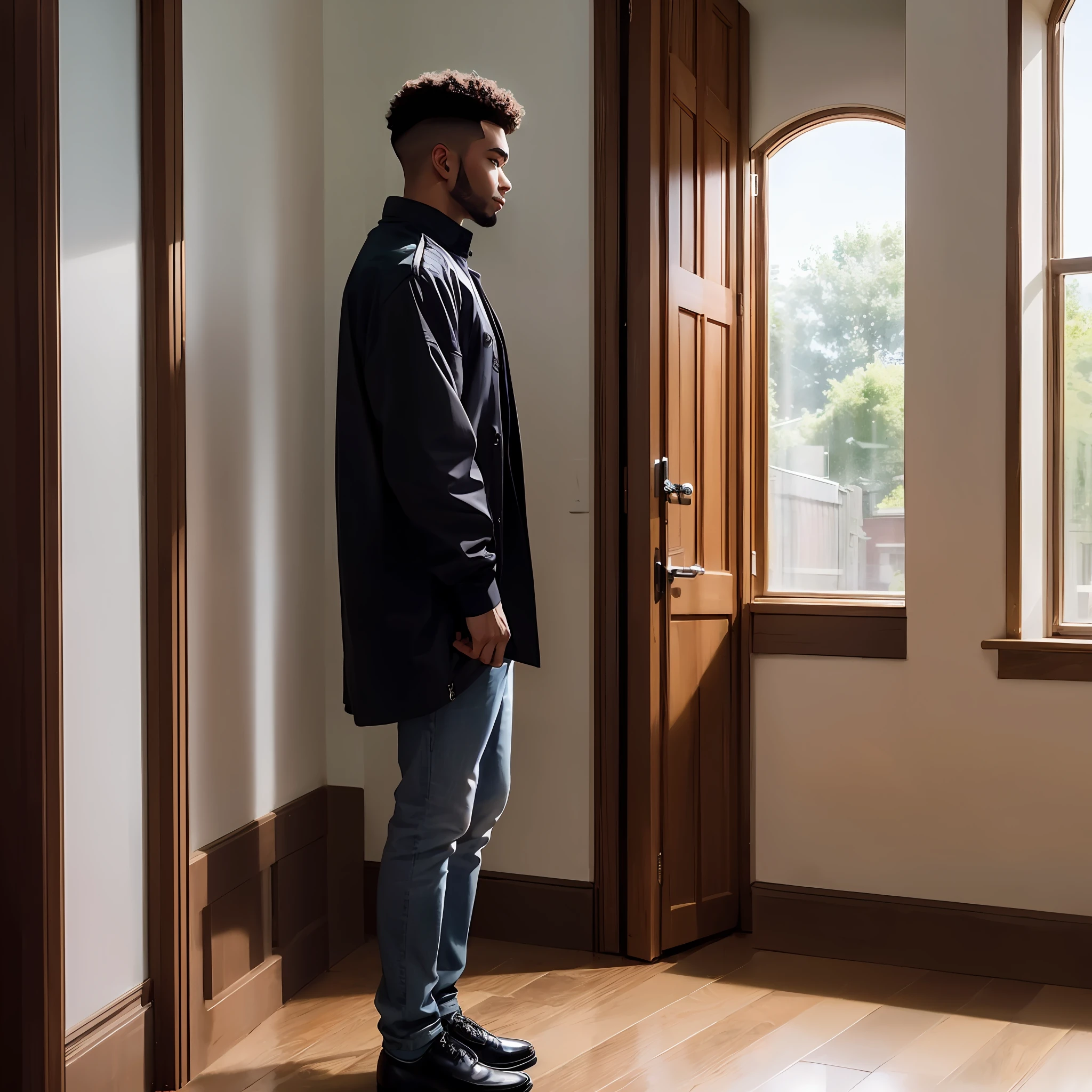 You are the universe experiencing yourself., universe realizing the body, fantasy, Renaissance aesthetics, Star Trek aesthetics, pastel color aesthetics, intricate, highly detailed, surrealistic fashion clothes, digital painting, concept art, sharp focus, illustration There is a man standing in front of a window with a shirt, around 1 9 years old, he is about 20 years old, he is about 2 0 years old, Godwin Akpan, hi Mark (Akwaaba Tommy), he is about 2 5 years old, very low quality image, selfie photo, front profile!! , 18 years old --auto