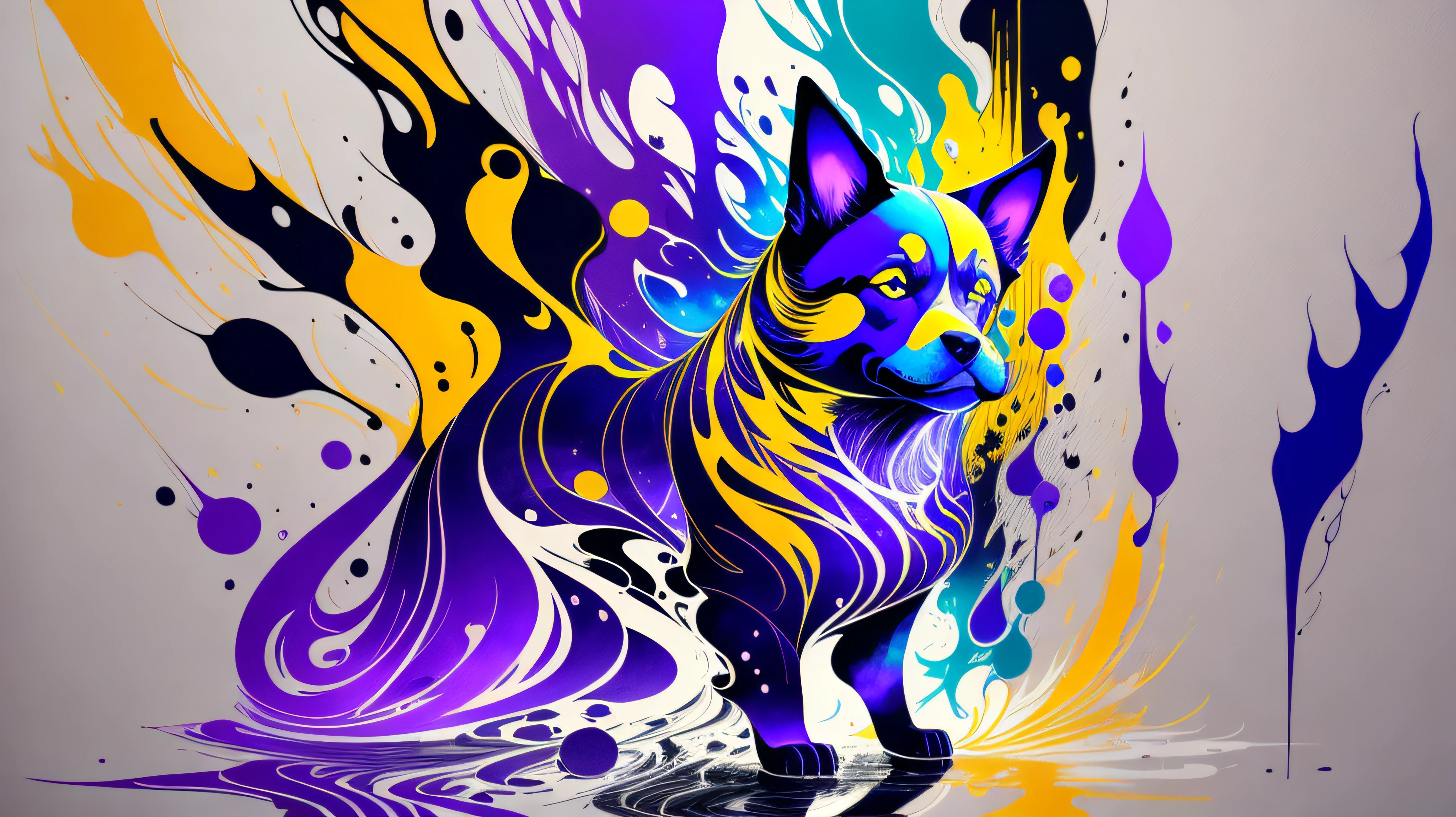 centered, isometric, vector t-shirt art ready to print highly detailed colourful graffiti illustration of a dog as rapper, wearing headphones, face is covered by highly detailed, vibrant color, high detail --auto