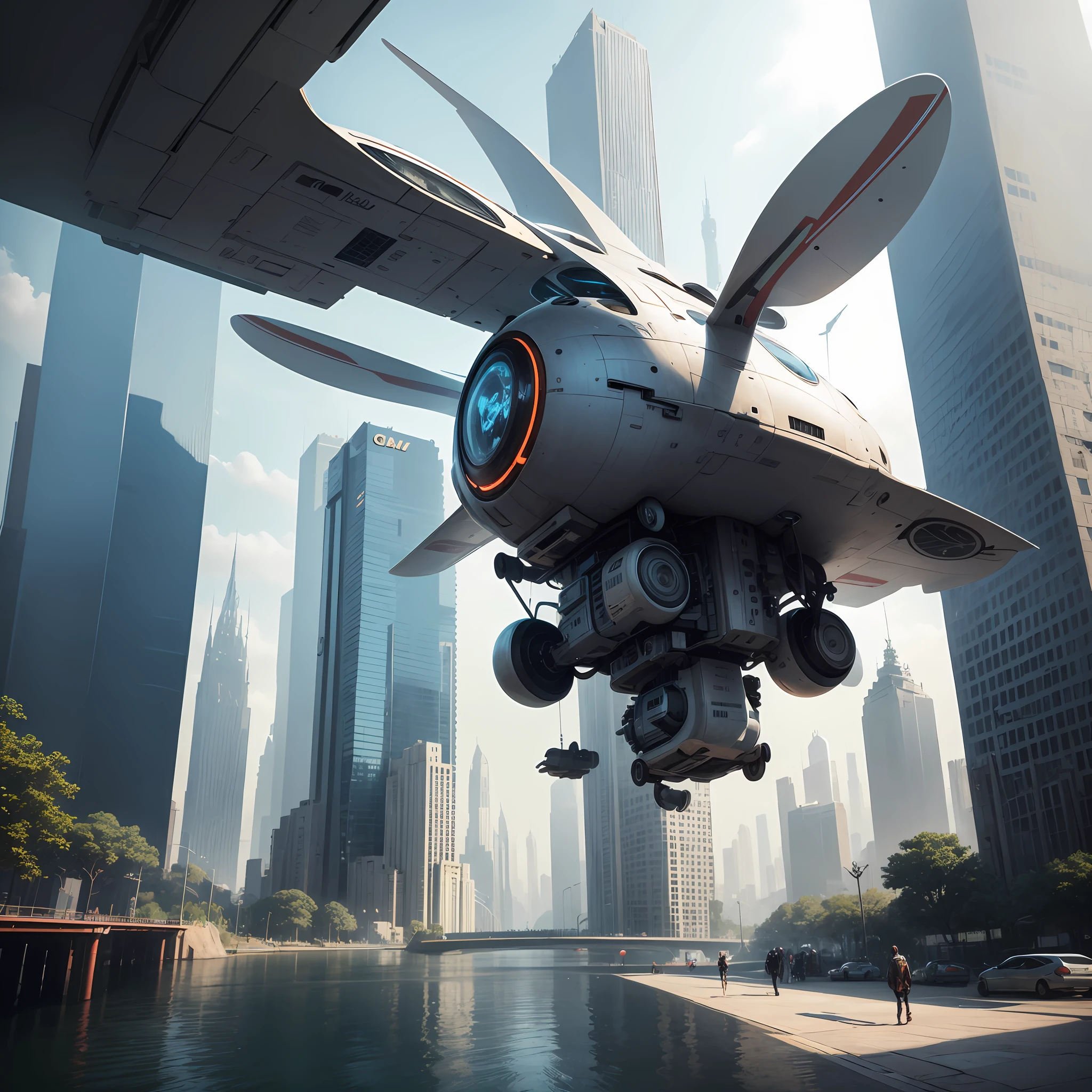 Makes an image of a futuristic city with flying cars --auto