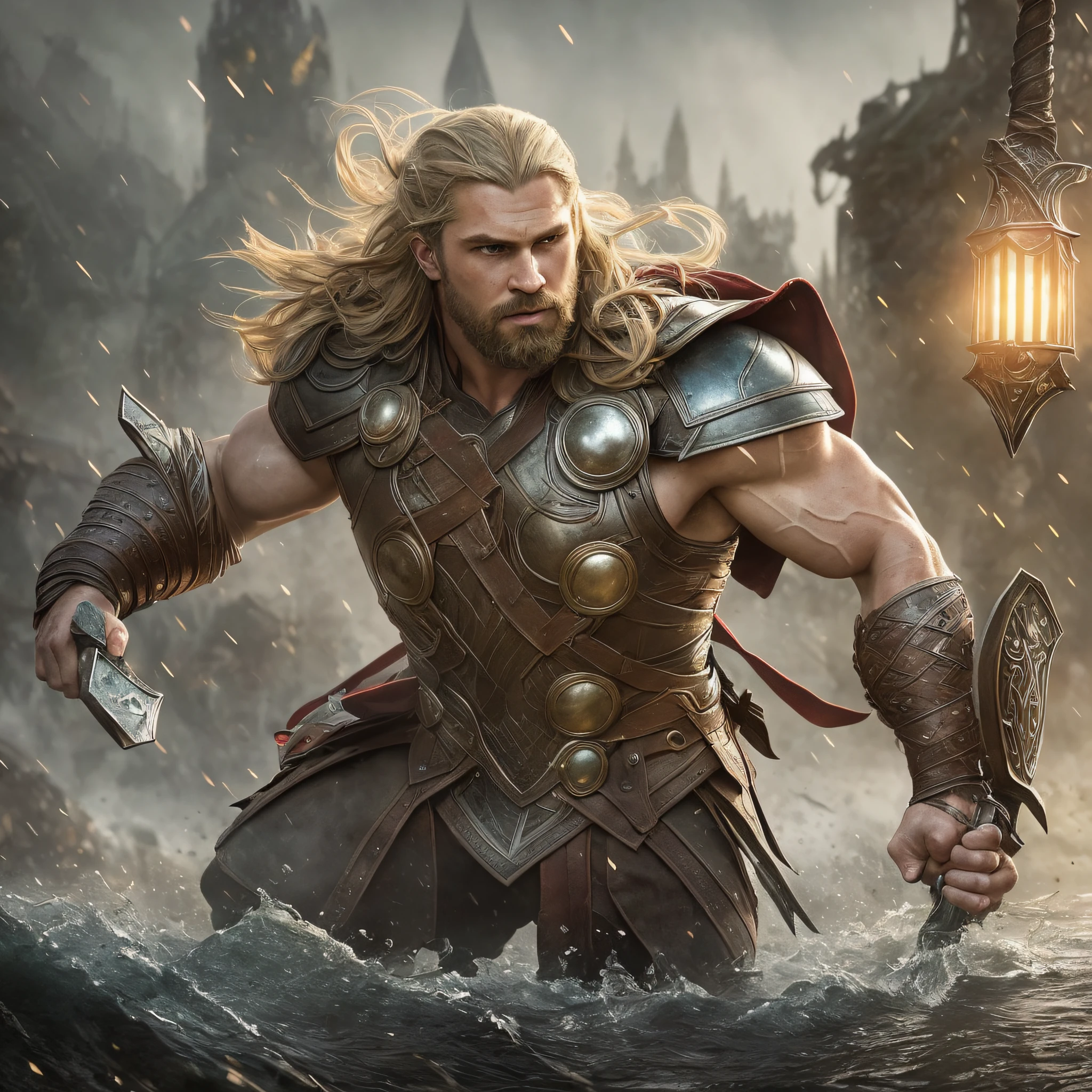 Thors the Viking fighting in a battle --auto