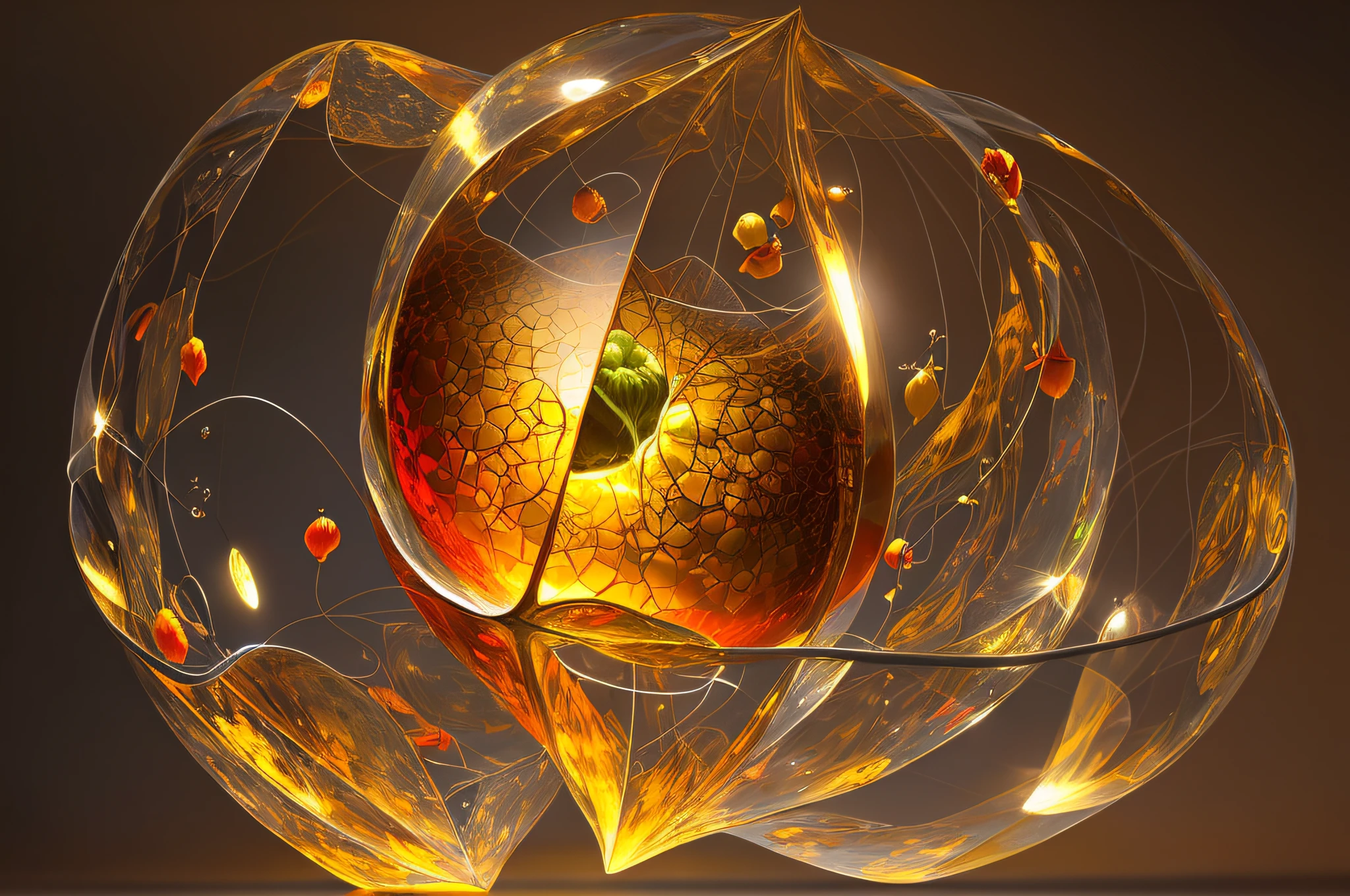 Abstract physalis art, hyper detailed, geometric, detailed lighting, atmospheric, octane, 32k