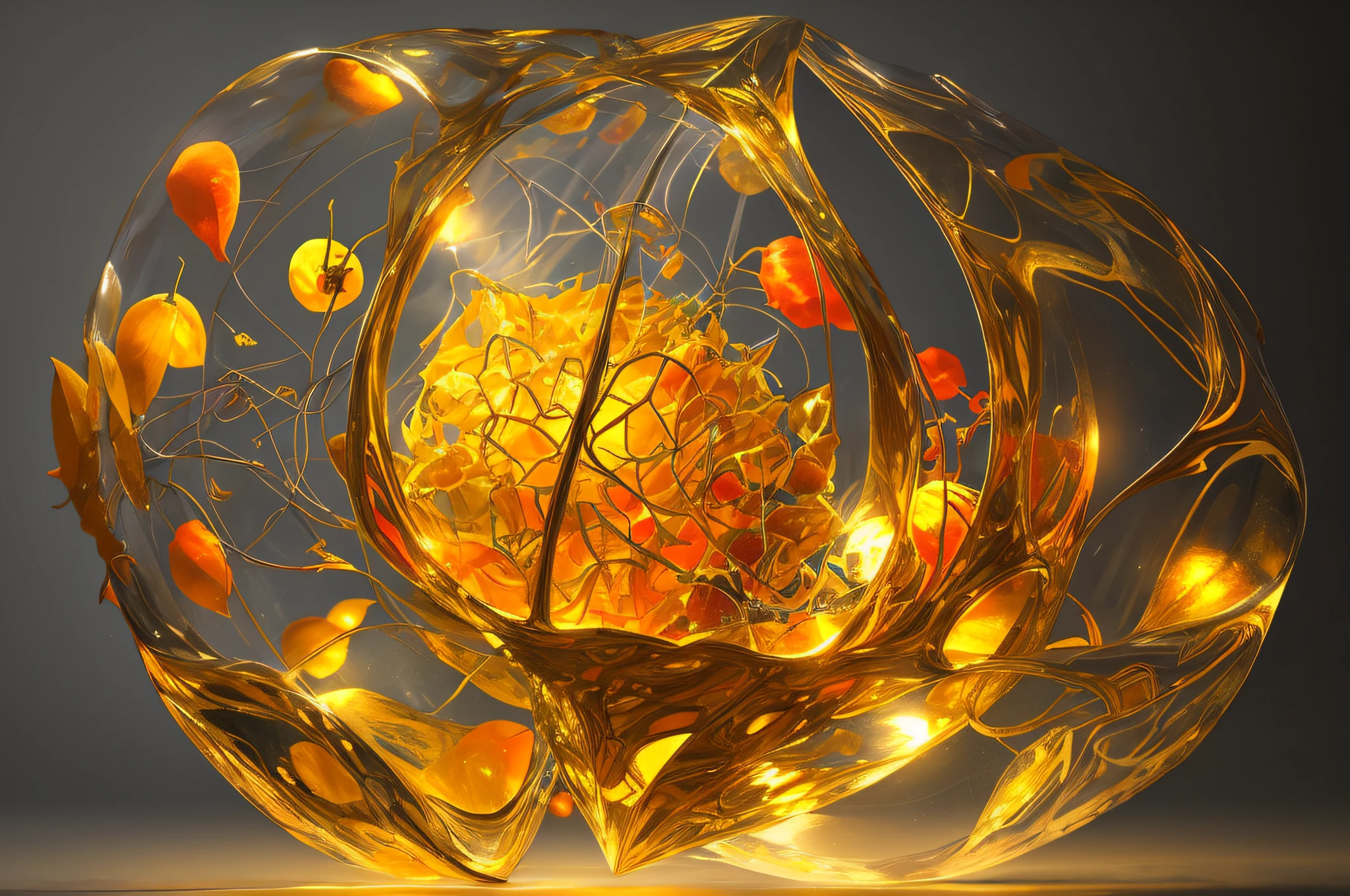 Abstract physalis art, hyper detailed, geometric, detailed lighting, atmospheric, octane, 32k