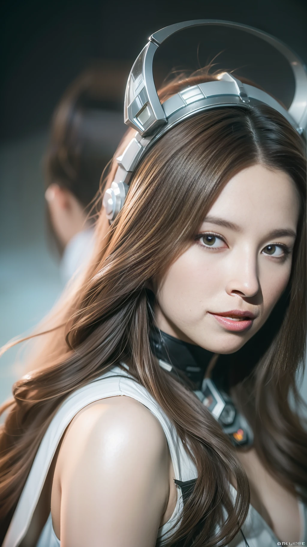 ((8k:1.27), best quality, masterpiece, ultra highres:1.2) Photo of Pretty Japanese woman
(beautiful:1.1) (sci-fi warrior woman:1.1) space soldier, (long hair:1.61), intricate, elegant, fantasy, detailed, volumetric by greg rutkowski and alphonse mucha, gradient lighting