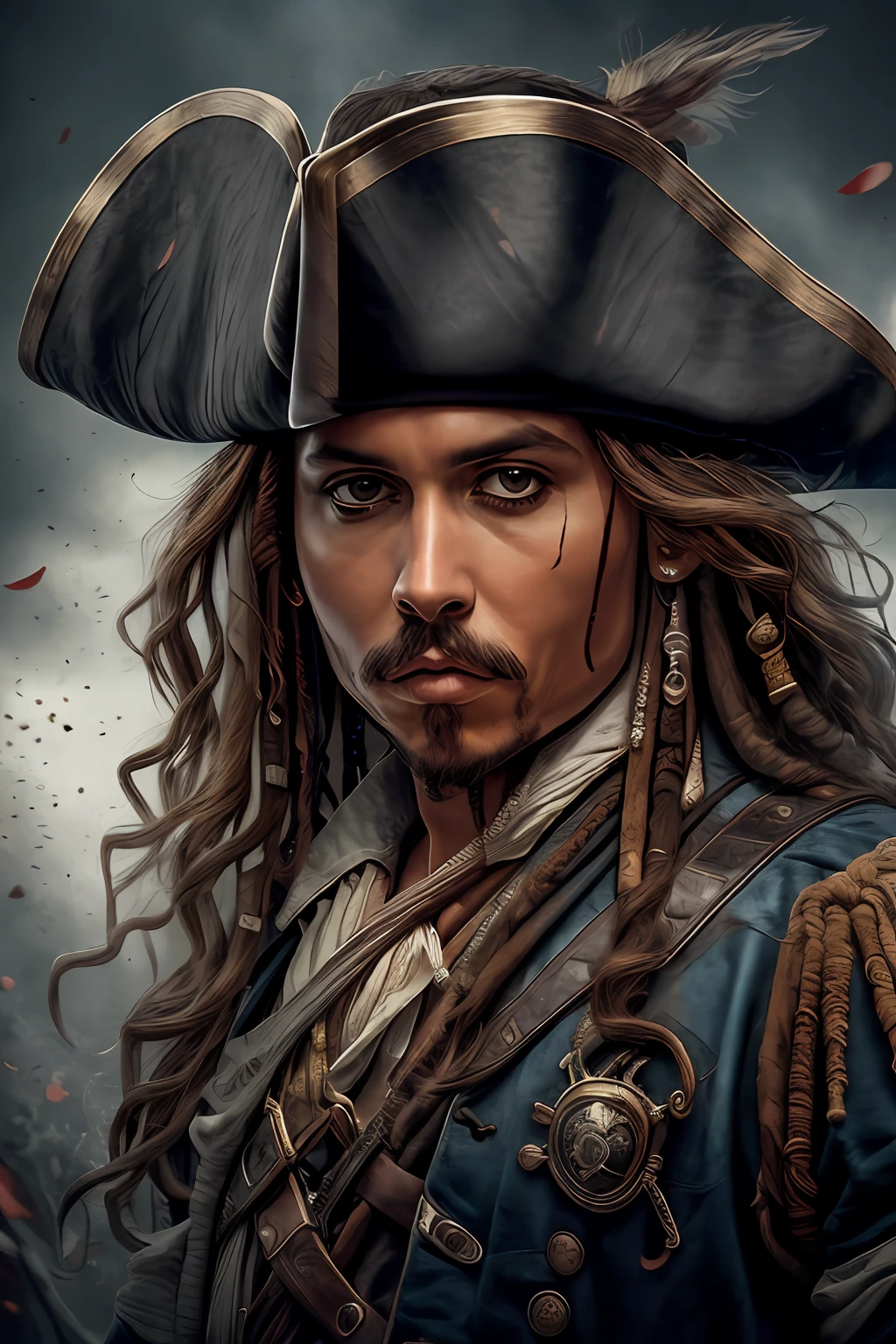 (full shot, full body), (MusketPunkAI, portrait of Captain Jack Sparrow as a Cupid, Pirates of the Caribbean movie,) Photorealistic BREAK, shot by Steven Spielberg, (full body), masterpiece, HDR, best quality, skin pores, intricate detail, detailed face_and_eyes, realistic human hands, sophisticated detail, realistic lighting, center fold, 8k