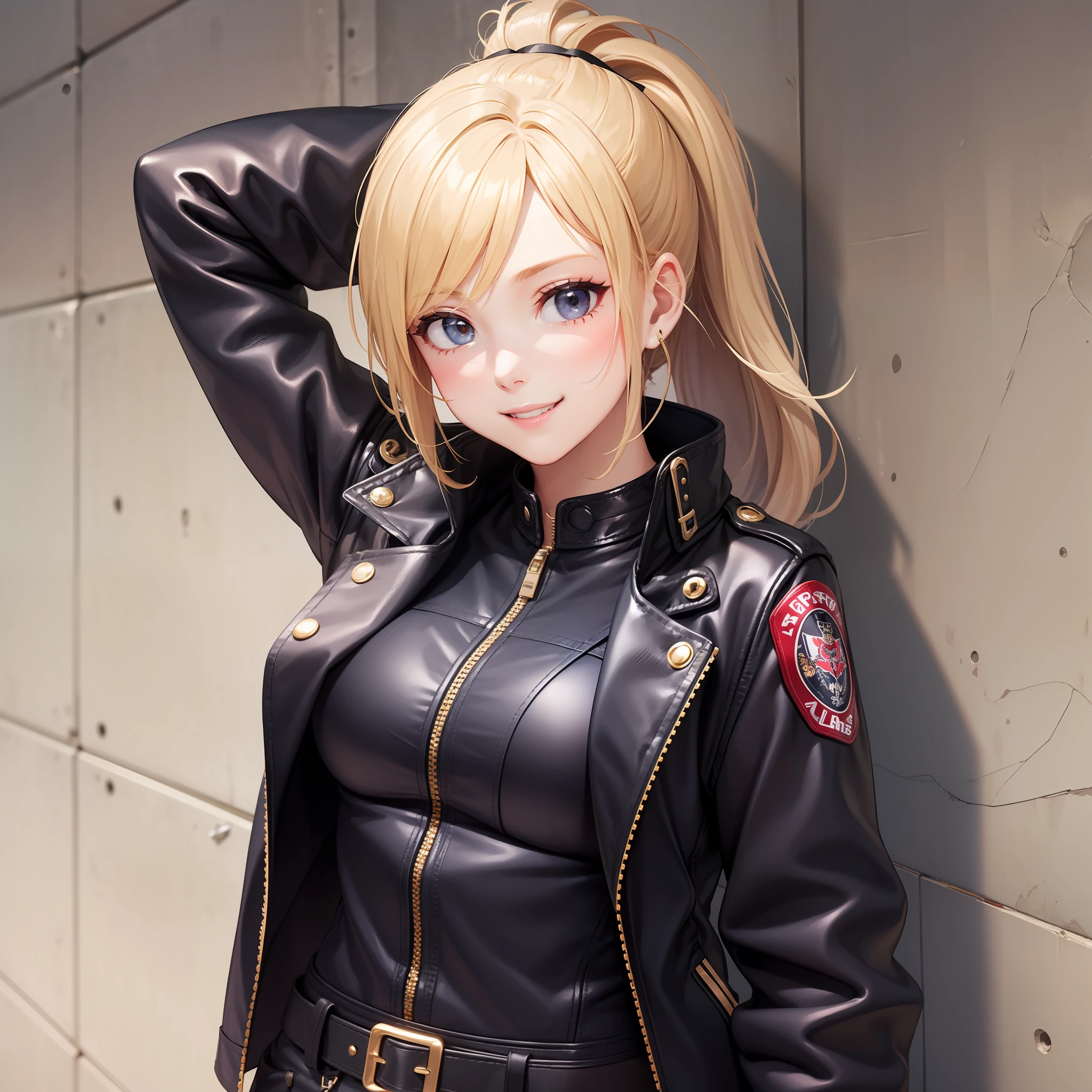 Rifle Savage Girl Girl Leather Jacket Blonde Ponytail Smile Top Quality Masterpiece