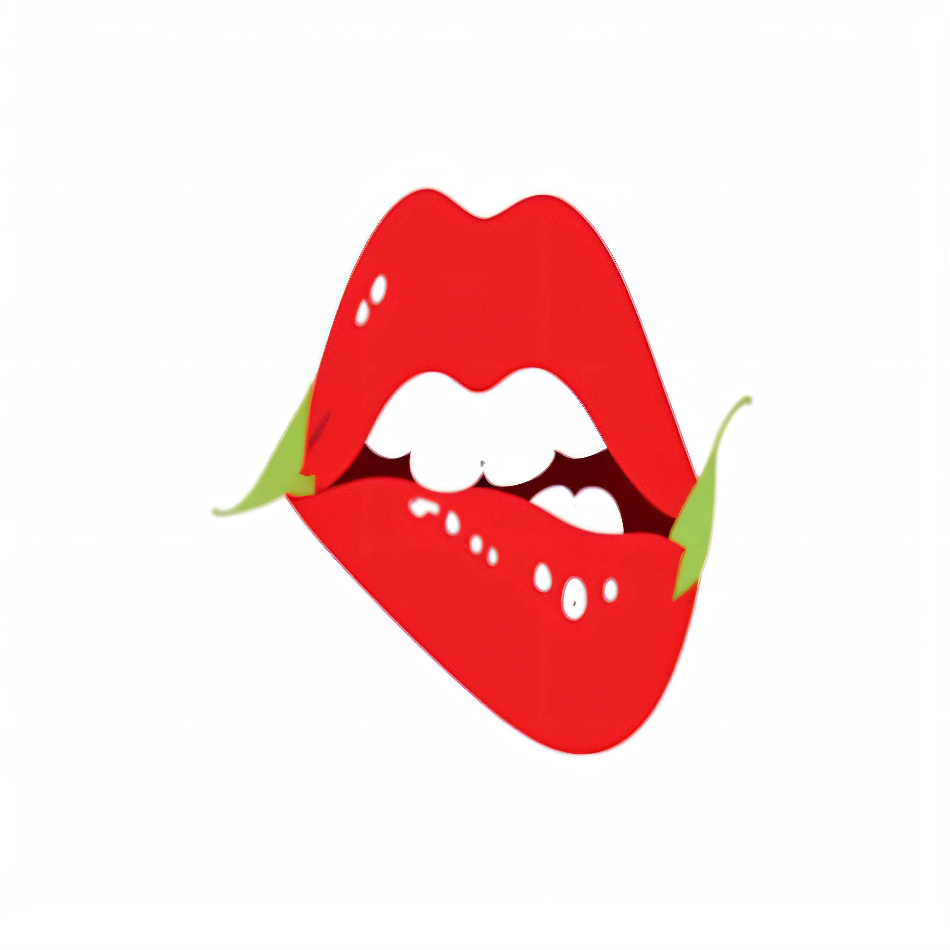there are two red lips with green leaves on them, big red lips, red mouth, red lips, new emoji of biting your lip, parted lips, sexy red lips, big lips, illustration of to pout, large lips, lips slightly parted, thick red lips, mouth slightly open, sexy lips, 💋 💄 👠 👗, mouth, lips wide parted --auto