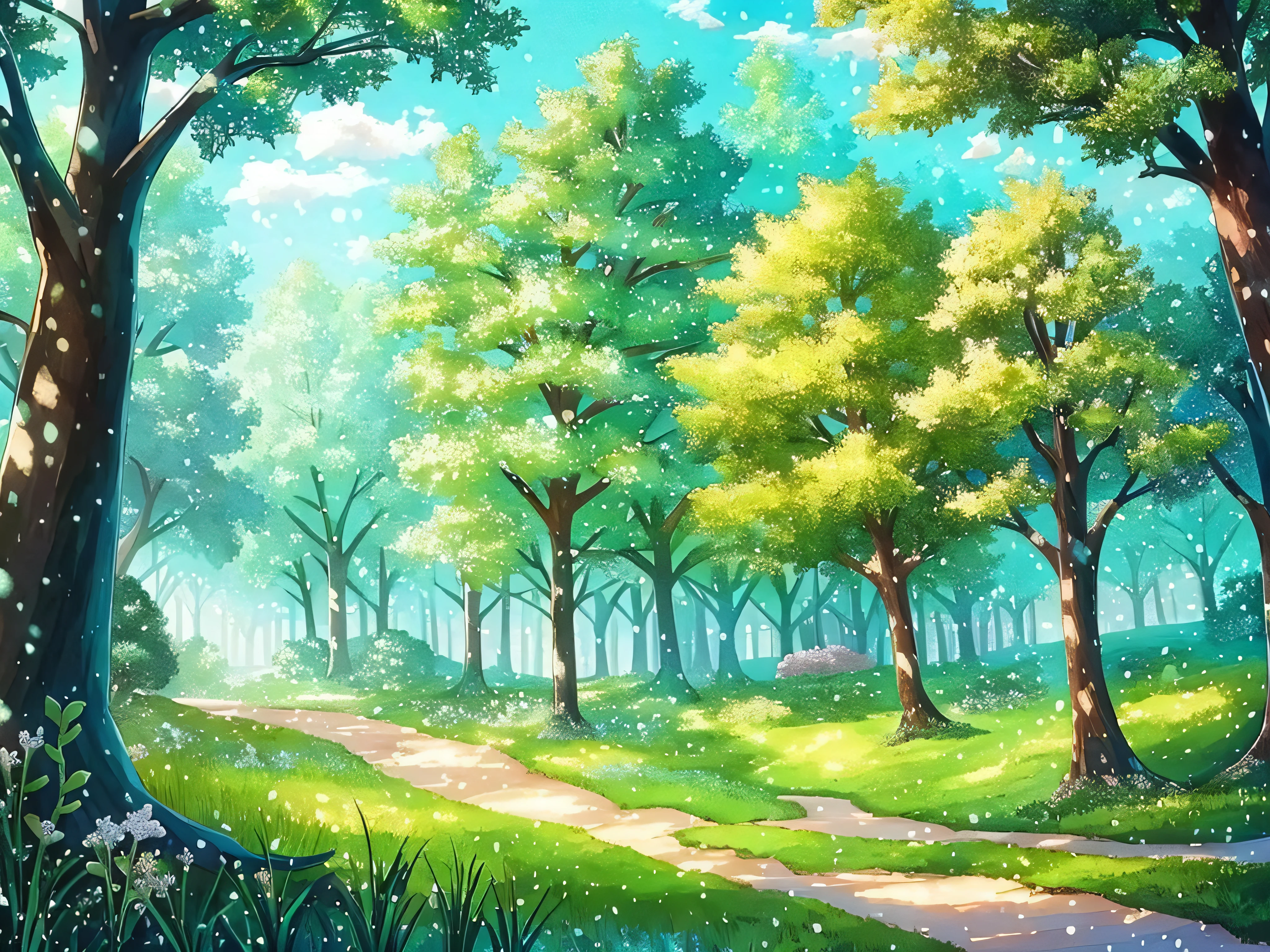 a large landscape of a magical forest