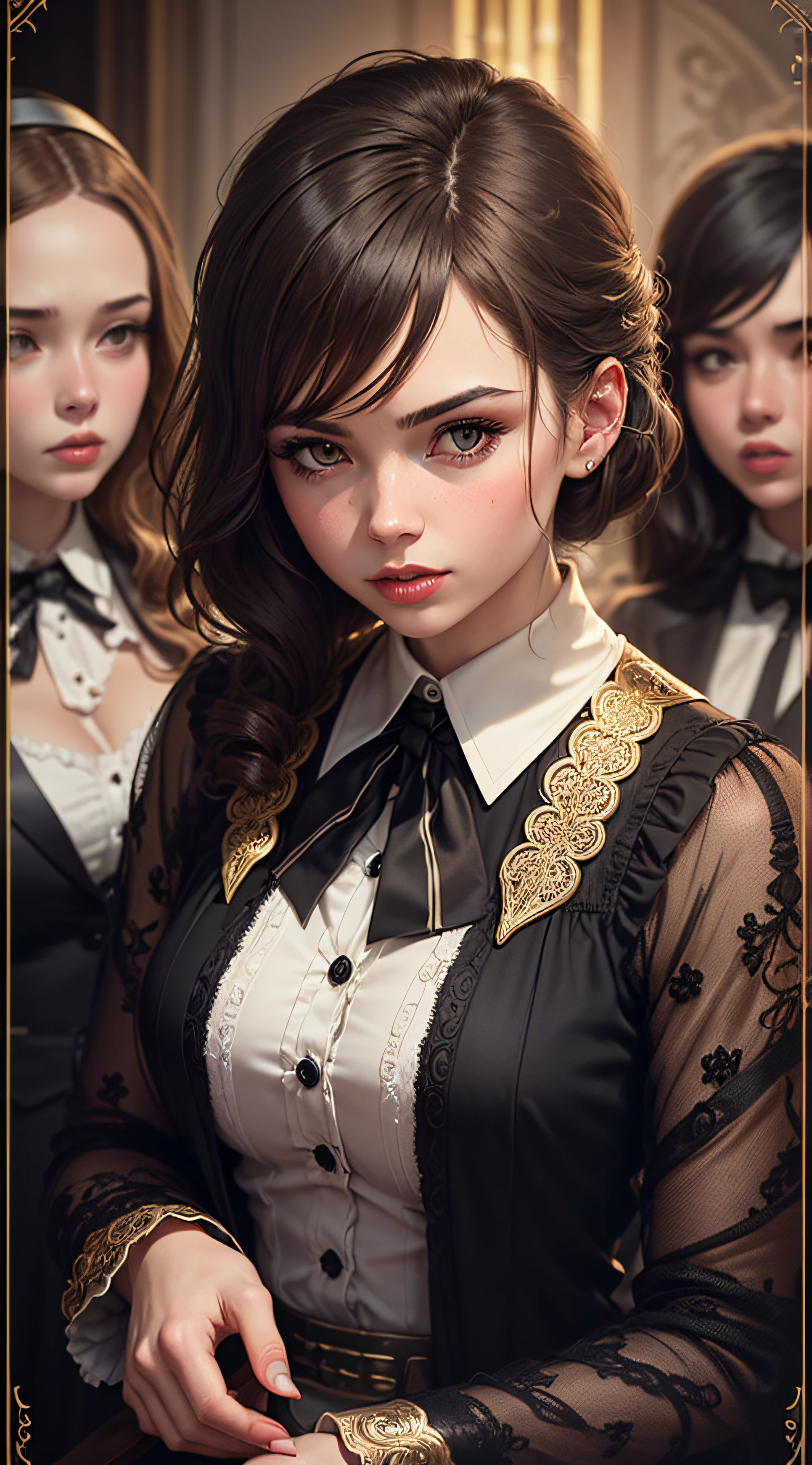 A 1920s gangster surrounded by call girls, highly detailed,flawless,high quality, intricate, horridtarot --auto