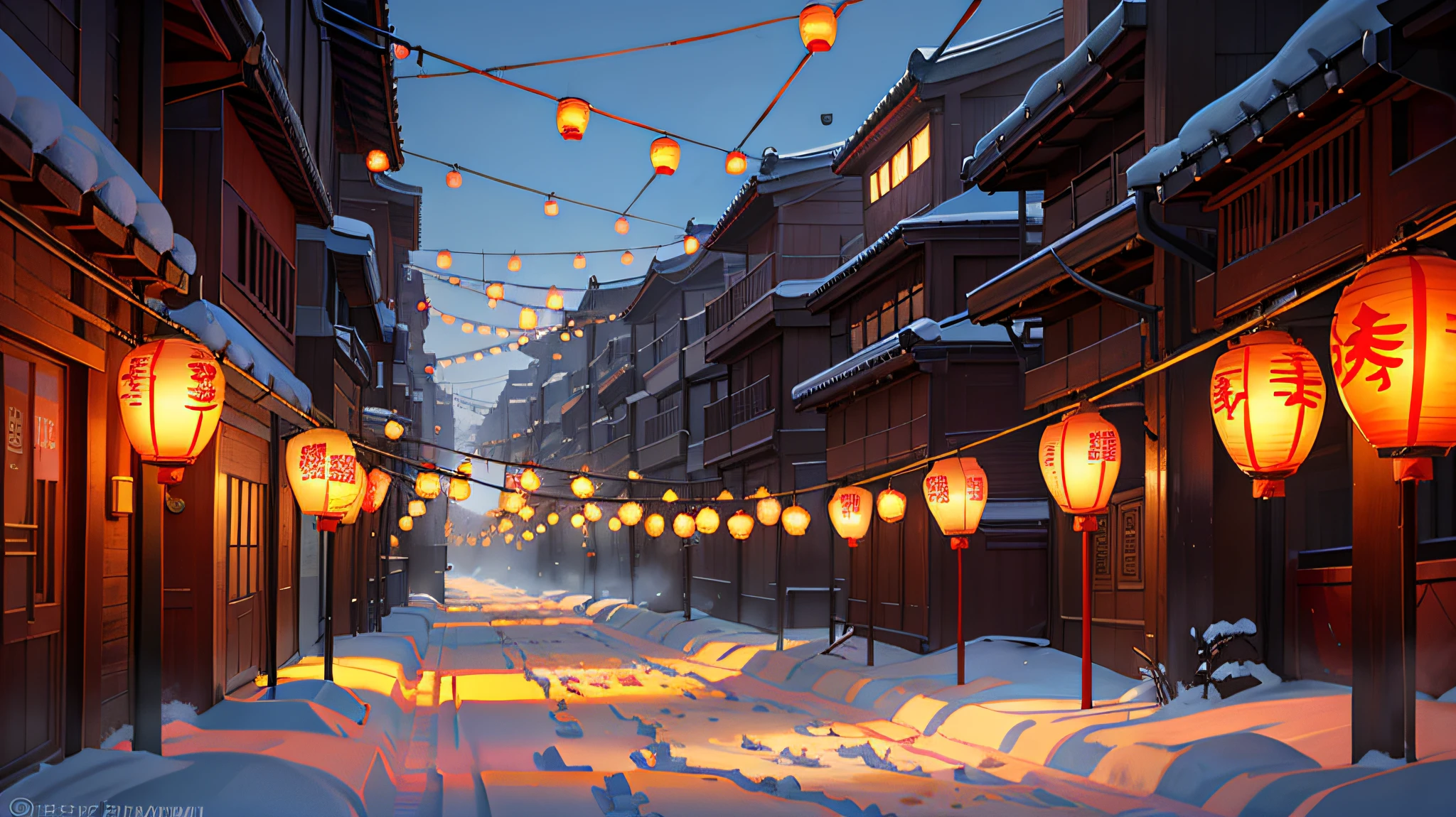 there are three lamps that are on a pole in the dark, evening lanterns, street lanterns glow, warm street lights store front, ambient amber light, masami kurumada, by Torii Kiyomoto, streetlamps with orange light, warm glow from the lights, with orange street lights, at gentle dawn red light, glowing lanterns, evening lights