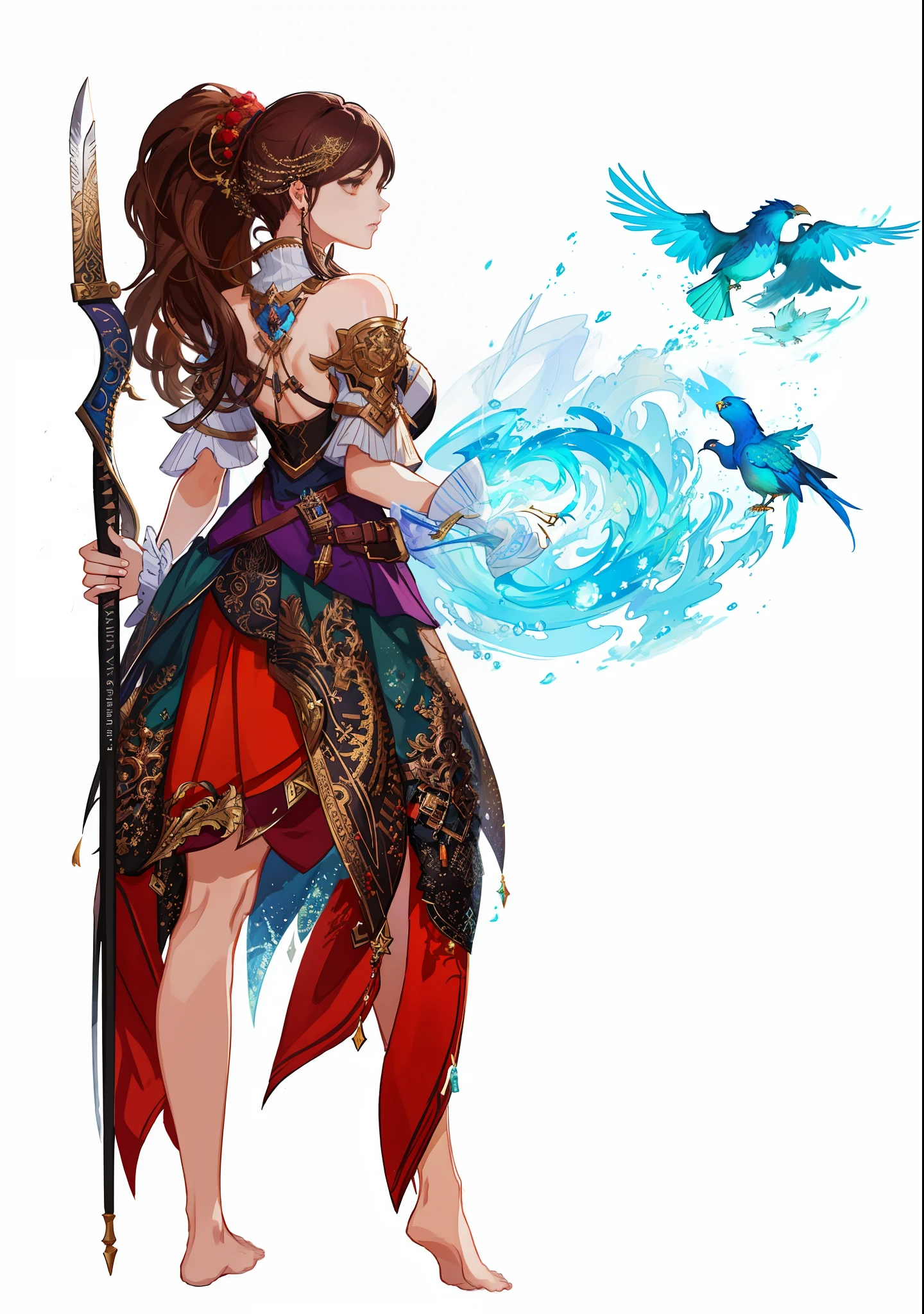 a close up of a person with a sword and a bird, epic exquisite character art, rossdraws 1. 0, beautiful full body concept art, highly detailed character design, rossdraws 2. 0, inspired by rossdraws, lois van rossdraws, fantasy character art, charlie bowater character art, fantasy character design, neoartcore and charlie bowater