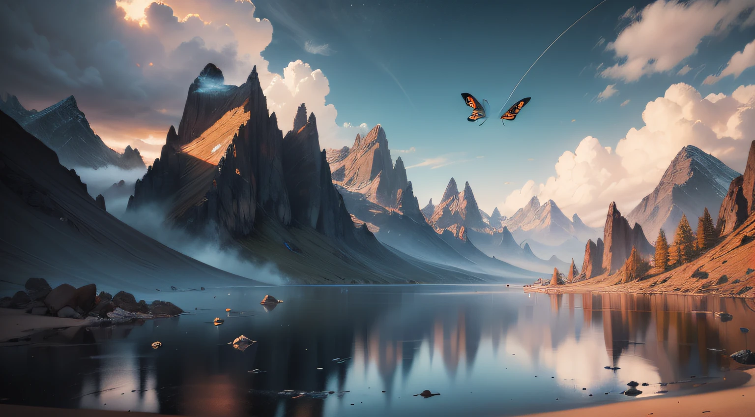 Butterfly art by Max Rive and Ryan Dyar, octane render, unreal engine 5, Kodak style.