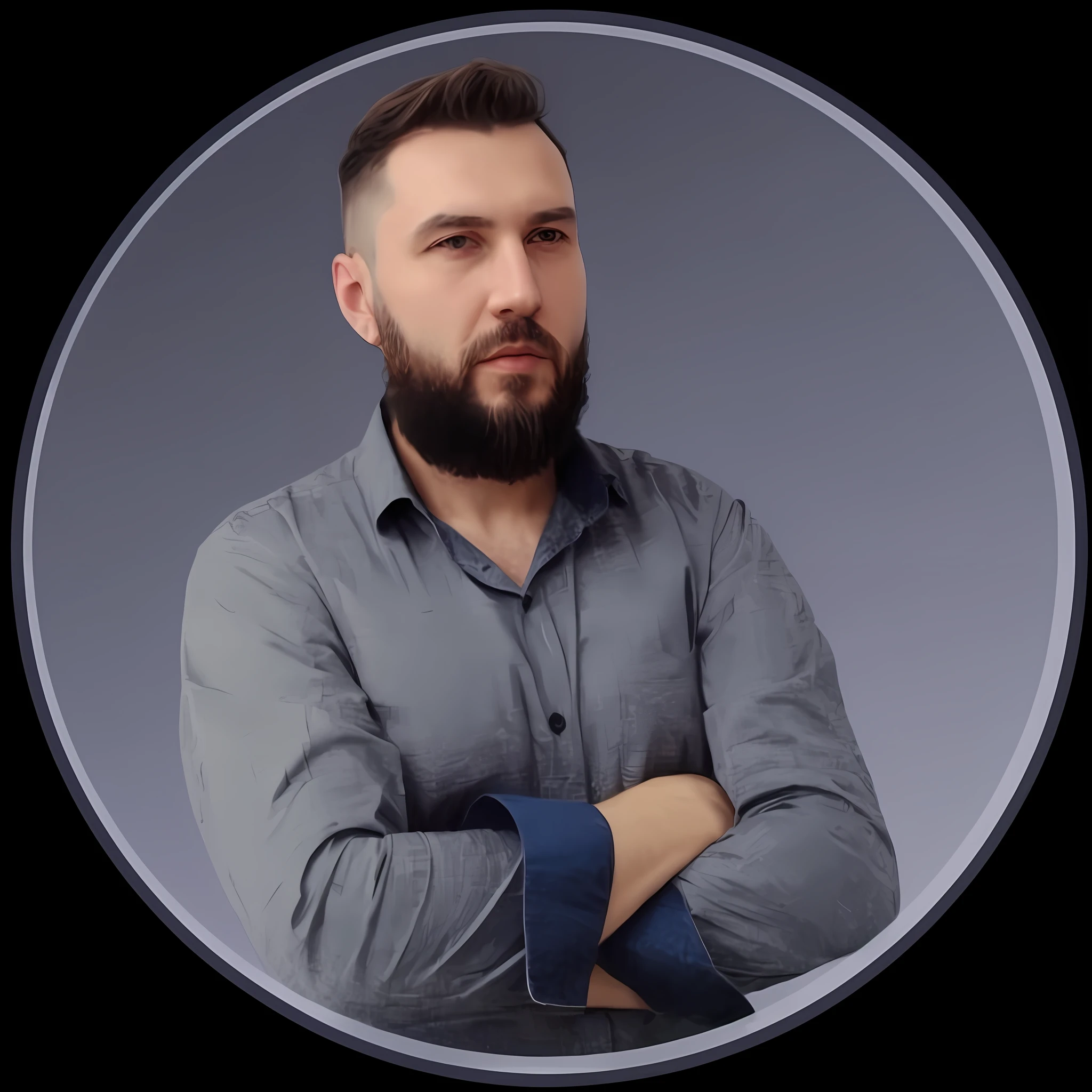 a close up of a man with a beard and a shirt, andrei riabovitchevy, andrey surnov, vitaly bulgarov, professional profile picture, professional picture, bogdan rezunenko, maxim shirkov, andrei ryabovichev, ivan laliashvili, alexey gurylev, encho enchev