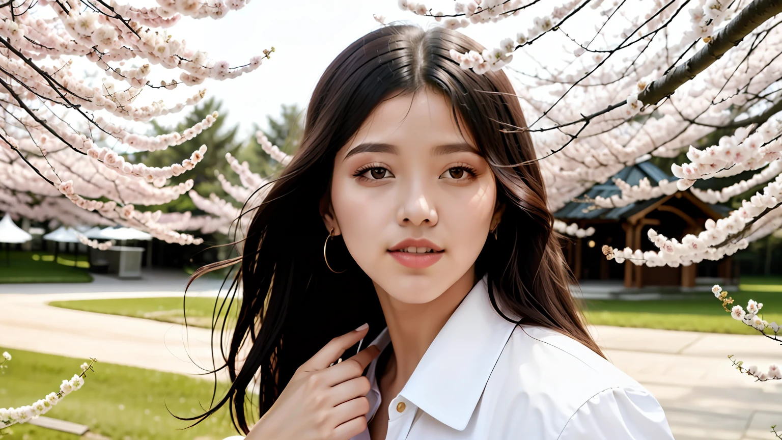 masterpiece, best quality, spring outfit, colorful hair, outdoor, magazine cover ,upper body,