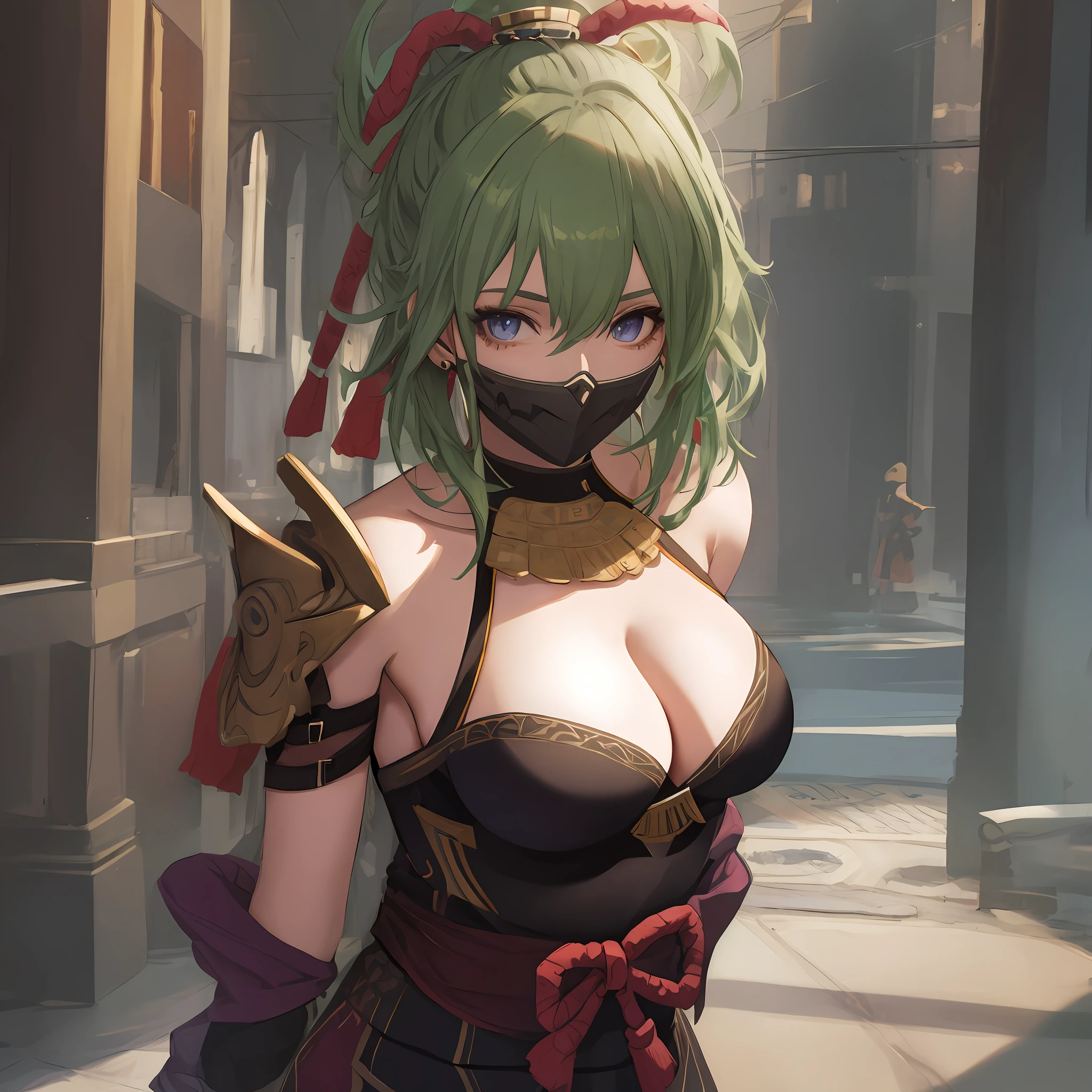 Masterpiece, highest quality, 8k, ninja, tall women, 1women, tall, medium breasts, corped cleavage, standing