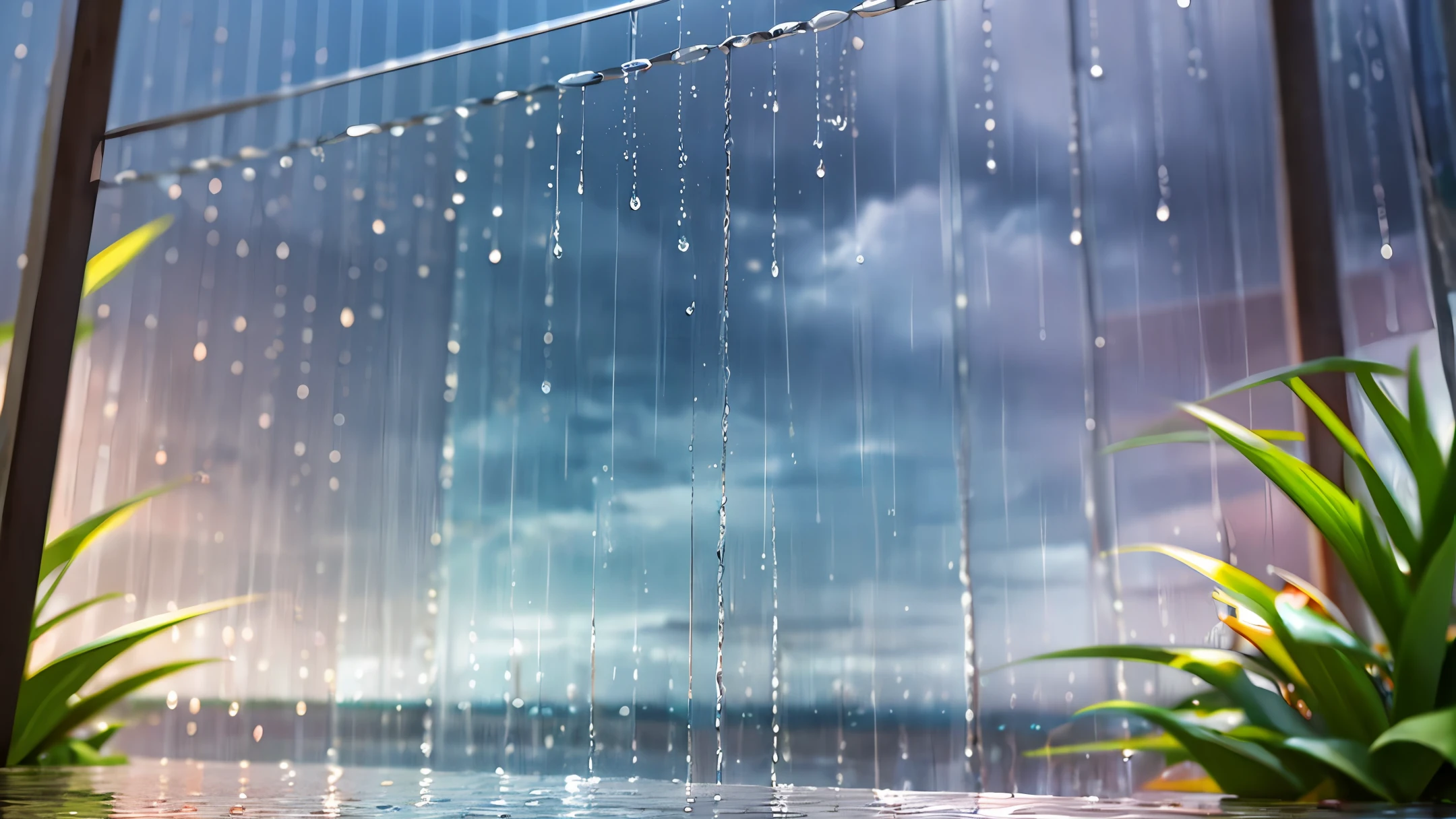 (masterpiece, best quality),1.2, cuva, over rain, best quality,1.5, , thunder, raining,water pose, drops, outside, realistic,3d