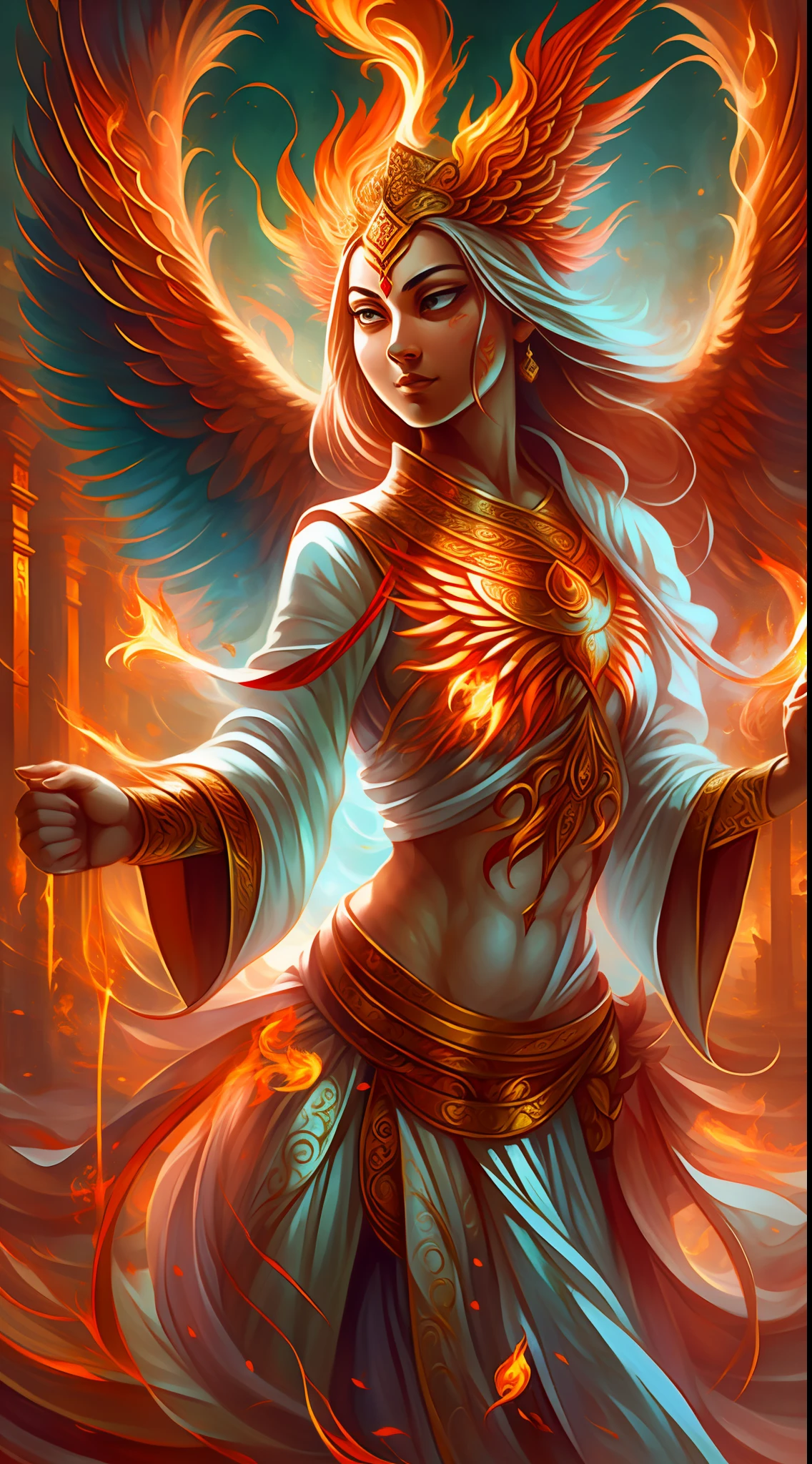 The red phoenix, which is a symbol of auspiciousness and peace, is also the embodiment of loyalty and chastity, or the embodiment of bravery and wisdom, driving the red flame endlessly, painting cutely