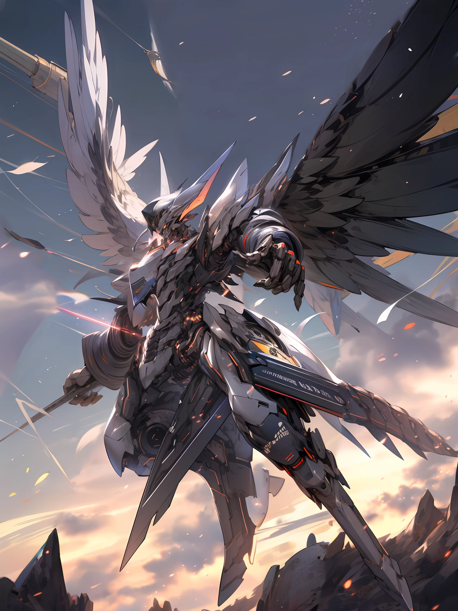 giant arm, machine, robot, sword, mechanical sword, laser sword, overed weapon,