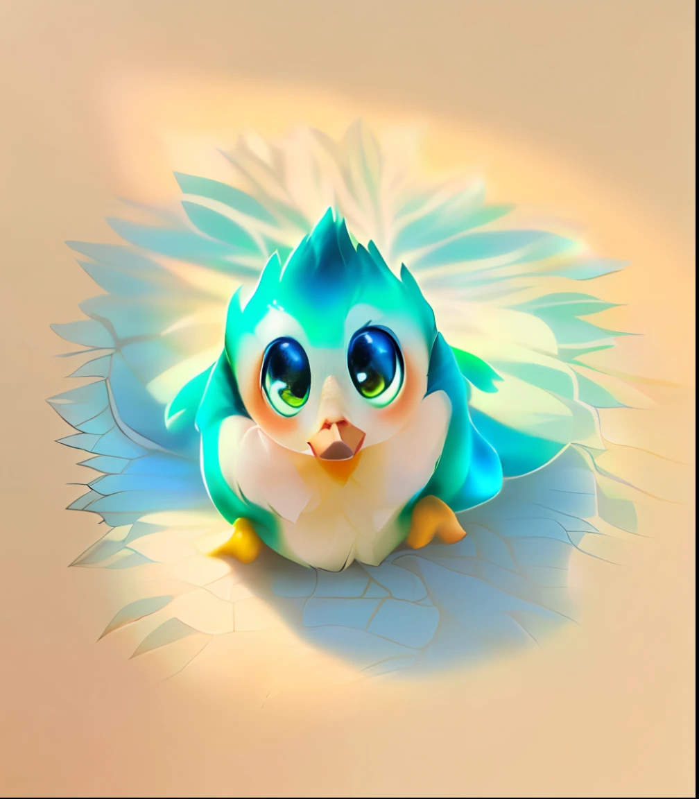 there is a blue bird with big eyes sitting on the ground, adorable digital painting, cute detailed digital art, cute digital art, birb, cute 3 d render, fantasy duck concept portrait, beautiful digital artwork, adorable glowing creature, cute cartoon character, cute creature, gorgeous digital painting, digital cartoon painting art, beautiful digital painting, cute artwork, cute little creature