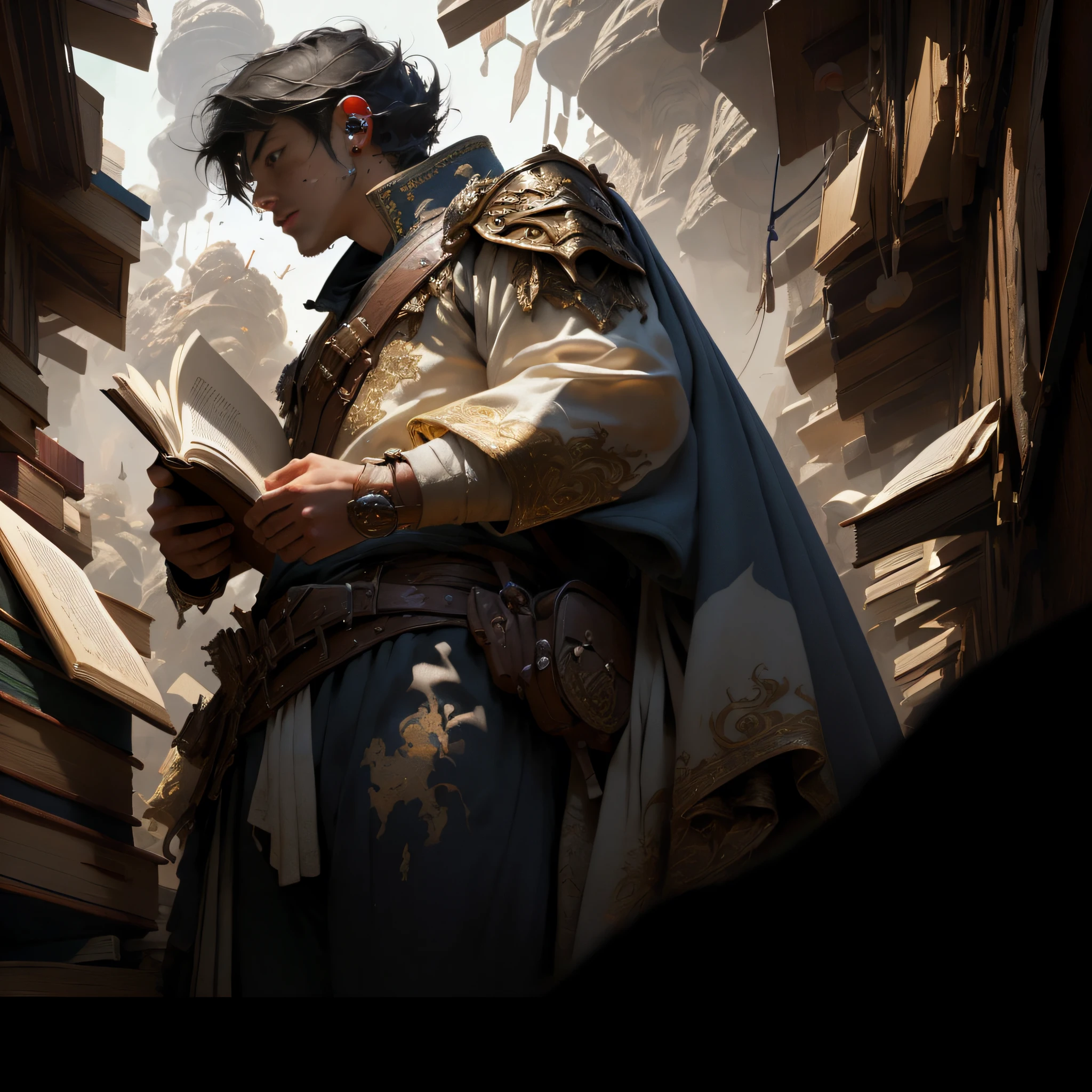 A little boy with freckles, shedding, atmospheric sense of distance, full body image, epic fantasy digital art style, epic HD fantasy art style, epic fantasy art style, detailed fantasy digital art, epic fantasy style art, epic exquisite character art, 4K fantasy art, 2. 5D CGI anime fantasy art with man using a book, photo of the most beautiful artwork in the world with a soft glow, ((epic hero costume, wounded hero, dynamic pose of dying on the ground, great location, majestic clutter environment)), uniform rendering 8k full body, action shots, skin pores, very dim lighting, heavy, detailed shadows, detailed face, (vibrant, photorealistic, realistic, dramatic, dark, sharp focus, 8k), (Complex: 1.4), Decay, (High Detail: 1.4), Digital Painting, Octane Rendering, ArtStation, Concept Art, Smooth, Sharp Focus, Illustration, Artgerm Art, (Loish: 0.23), Wlop Ilya Kuvshinov, and Greg Rukowski and Alphonse Mucha Gracias, (Global lighting, studio light, volumetric light), floating particles,