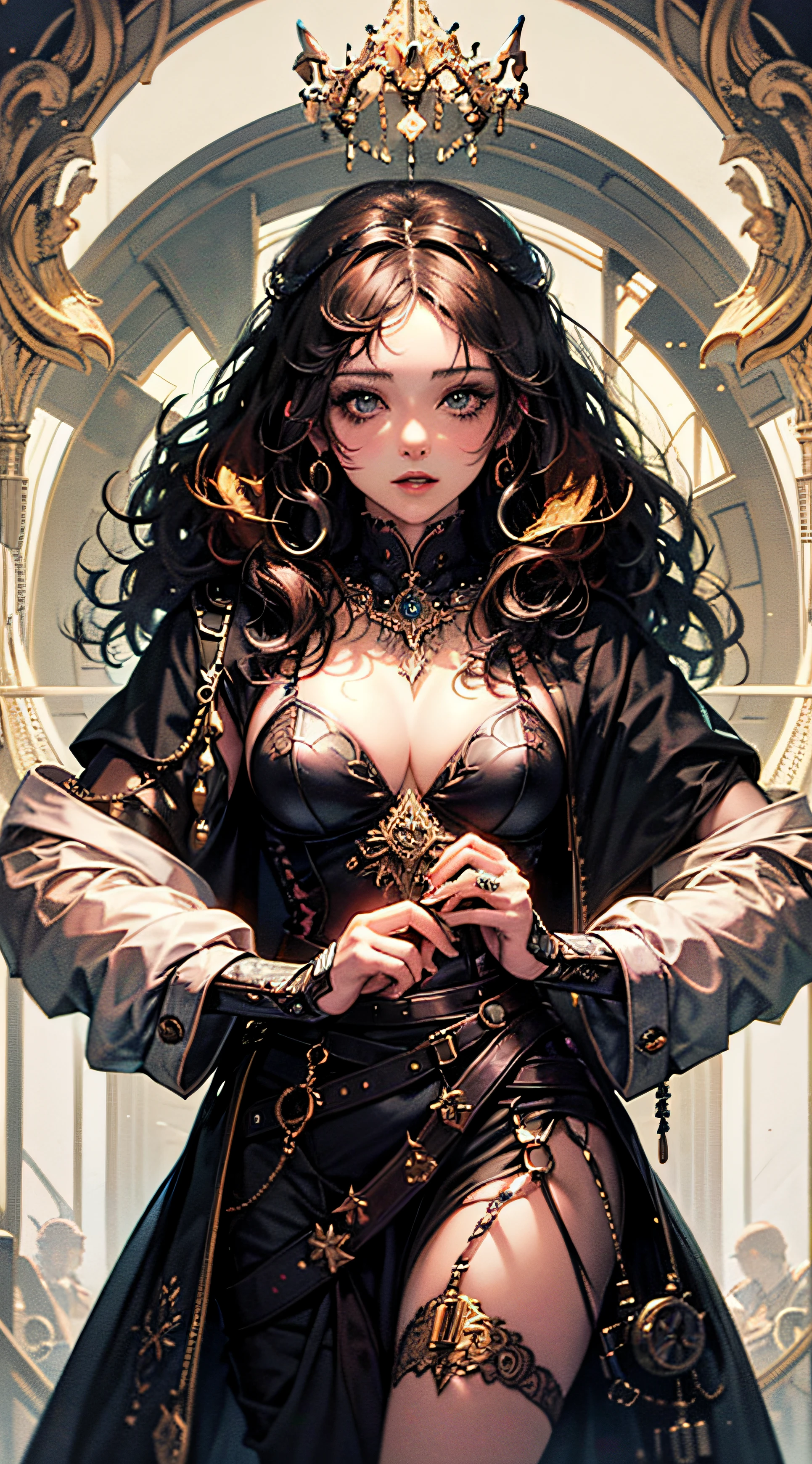 Masterpiece, high quality, highly detailed, impeccable, intricate,horridtarot call girls of the year 1920,brunette curly black hair,tattooed,brazilian,cabaret --auto