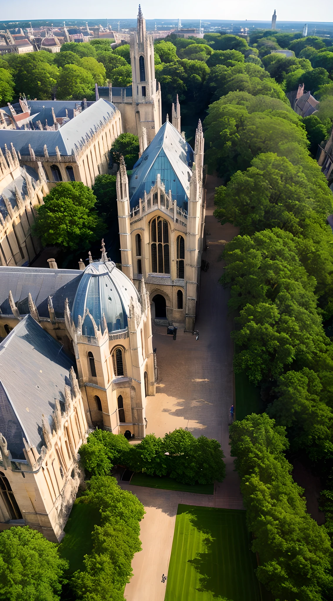 (masterpiece, vintage style, HDR:1.3), aerial photograph of the University of Oxford, (historic buildings and beautiful architecture:1.2), steeped in history, time-worn facades, grand spires, towering Gothic structures, sprawling courtyards, meticulously maintained gardens, vibrant green lawns, (detailed textures and intricate details:1.4), warm sunlight casting gentle shadows, nostalgic ambiance, sepia-toned, capturing the timeless splendor of one of the world's oldest universities, side view, wide shot, looking down in awe.