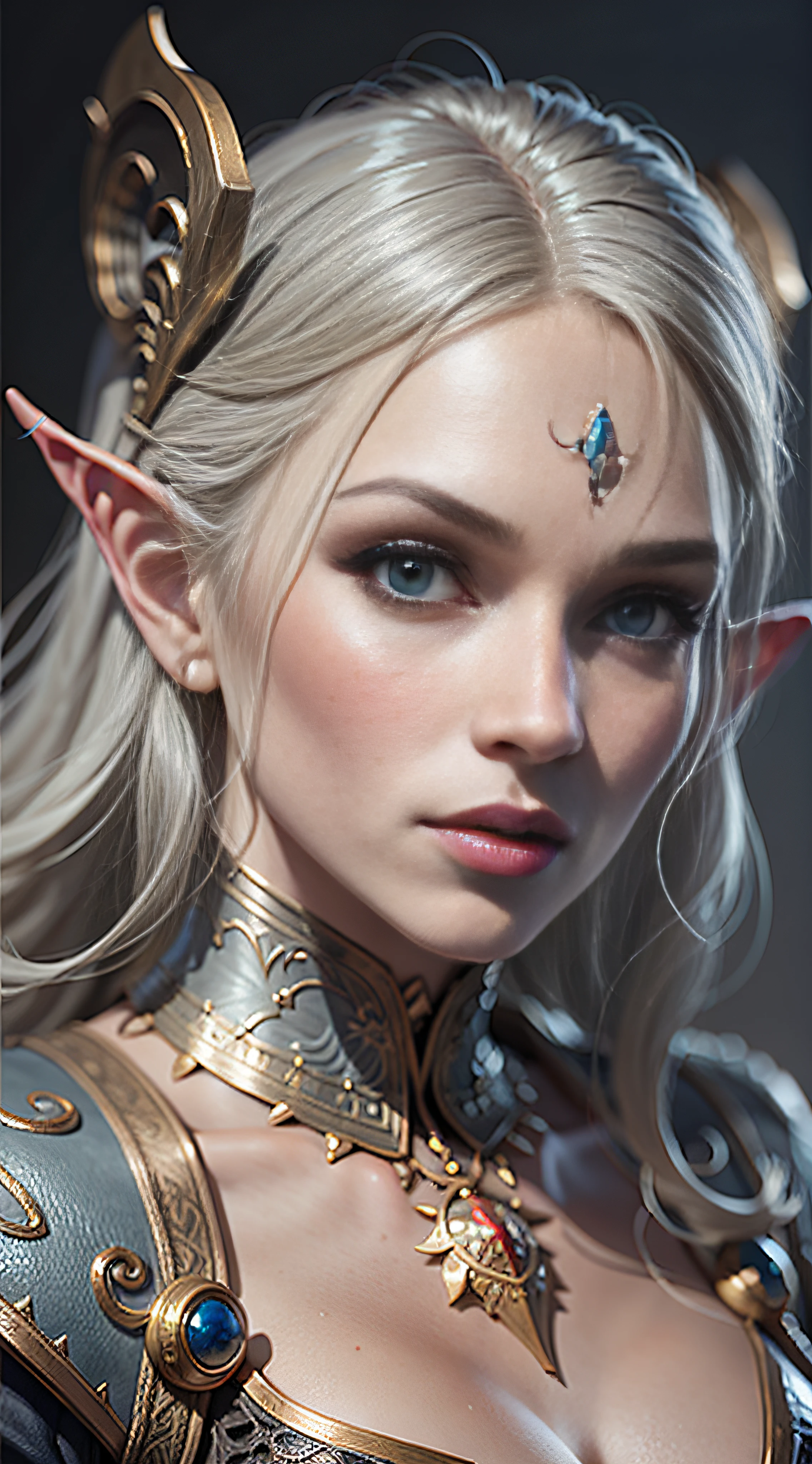 a gray elf, drow, D&D, fantasy, realistic