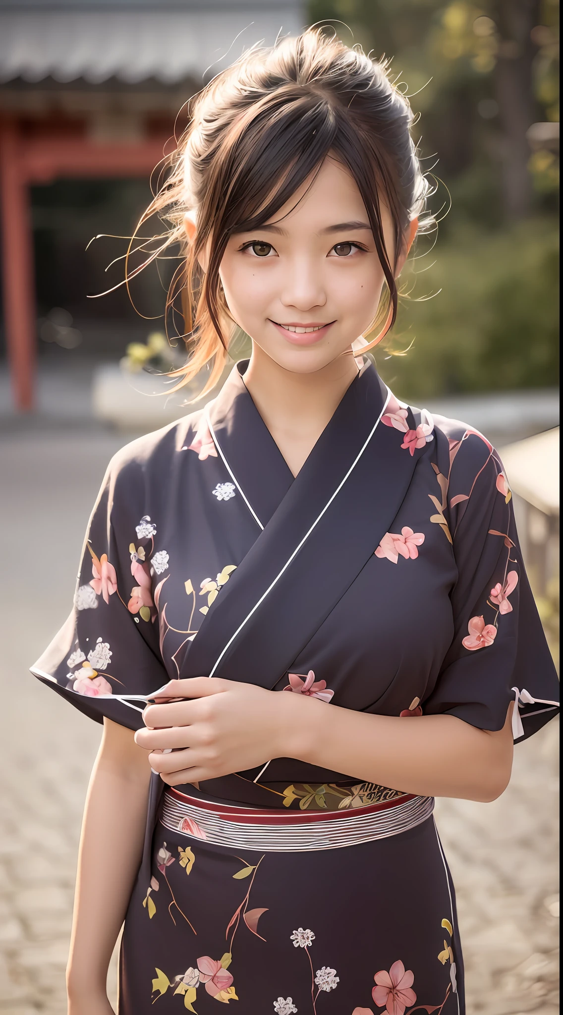 (8k, RAW Photos, Best Quality, High Resolution: 1.1), (Ultra Realistic: 1.4), (Realistic, Photorealistic: 1.3), Soft Light, Girl, , Japan People, Realistic Face, Realistic Body, Realistic Skin, (Cute: 1.8), Cuties, Solo, (Yukata: 1.2), Detailed Black Eyes, Innocent Eyes, Cheeks, (Short Hair: 1.2), Cinema Light, Film Grain, ((Big: 1.1)), Cherry Colored Lips, Close Up, Look Viewer, Upper Body, Open Lips, Upper Teeth, (Smiling Eyes: 0.6), (((grinning: 1.2)), Depth of Field, Blurred Background, Eye Focus, Bokeh, Japan Summer Festival, Evening, 85mm Lens, f/1.4, Professional Lighting, Young, Portrait, Photon Mapping, Radiosity, Physically Based Rendering