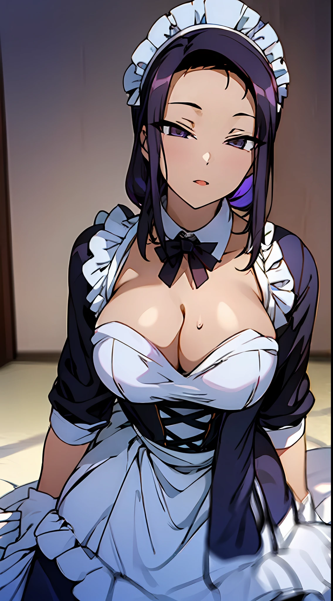 woman dressed as maid, sexy outfit, ((Best quality)), ((masterpiece)), (detailed: 1.4), anime syle.