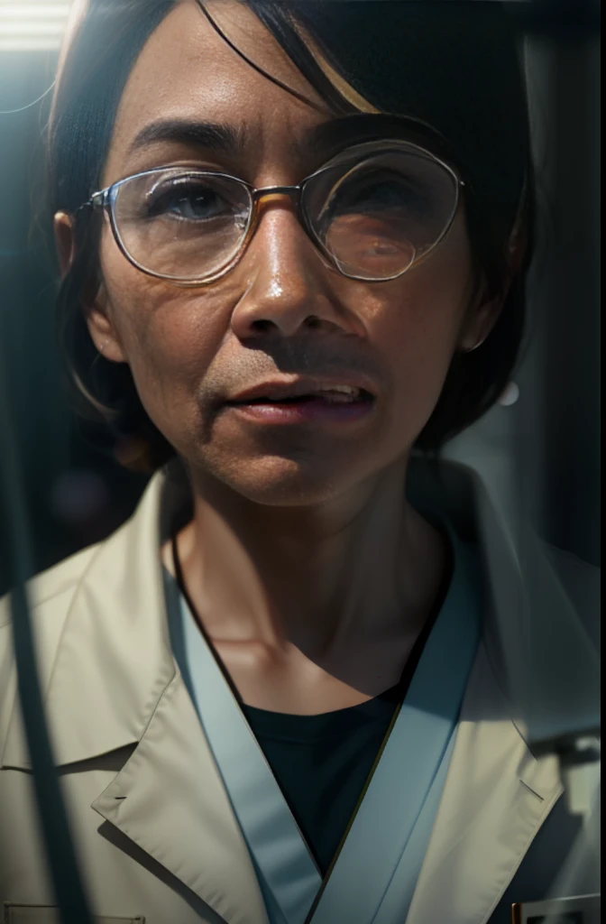 photography RAW, award-winning, japanese geriatrician, textured skin, super detail, high detail, high quality, medical lab coat, lens flare, f/1.8, cinematic lighting, projection, //masterpiece, best quality, //masterpiece, // masterpiece, award-winning, eye level shooting, sony fe GM, 16k, ultra hd, ccurate