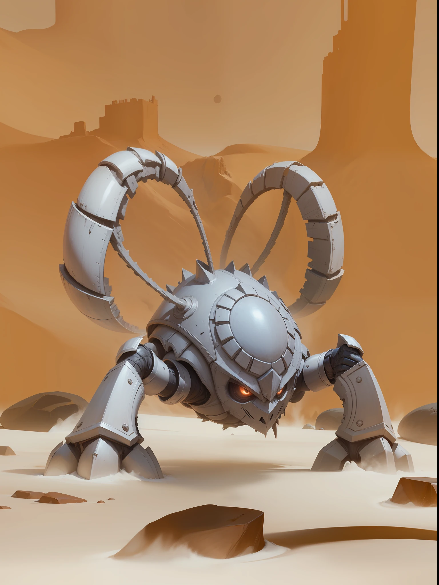 Golem fights, sands, shell, stones
