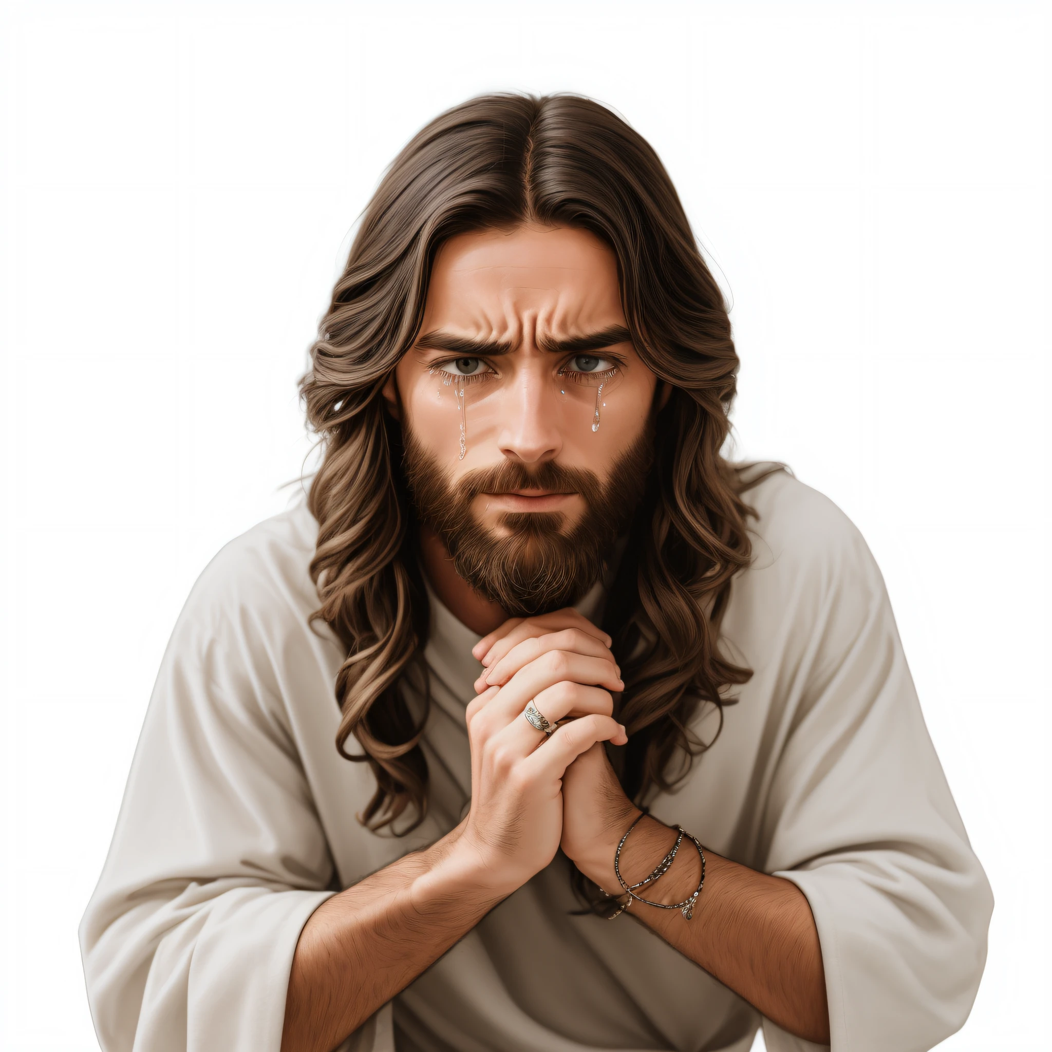 Jesus Christ, head down, tears in your eyes