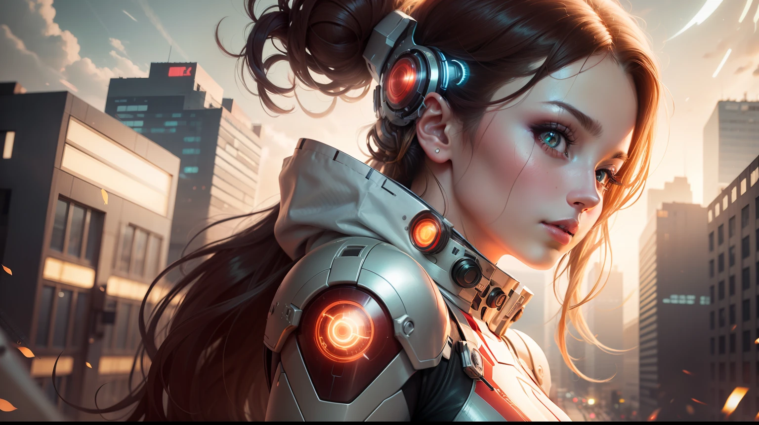 A photo of a female android, cybernetic suit, stunning photograph, 200mm F2.0