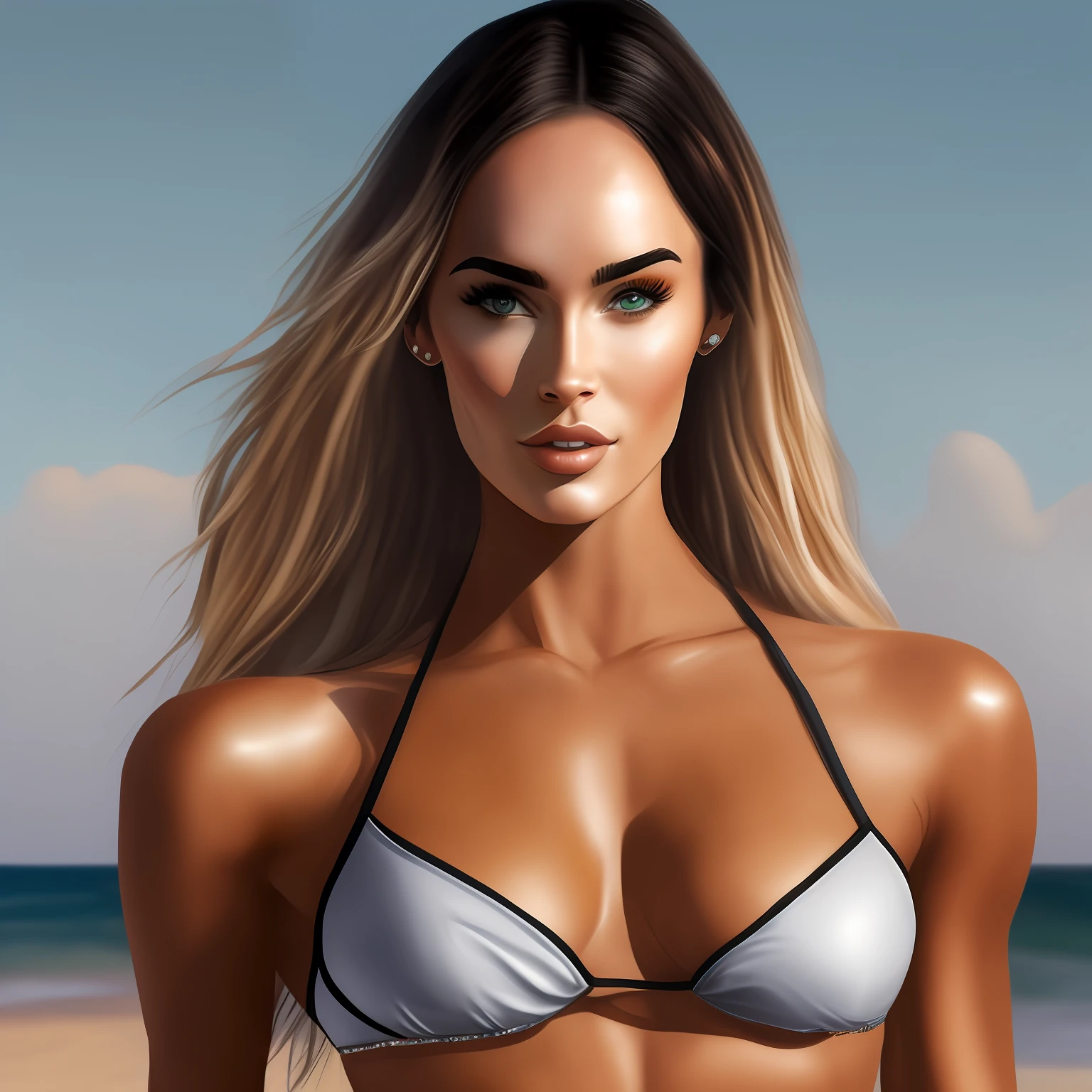 Megan Fox Blonde in Black Bikini Realistic NSFW --auto