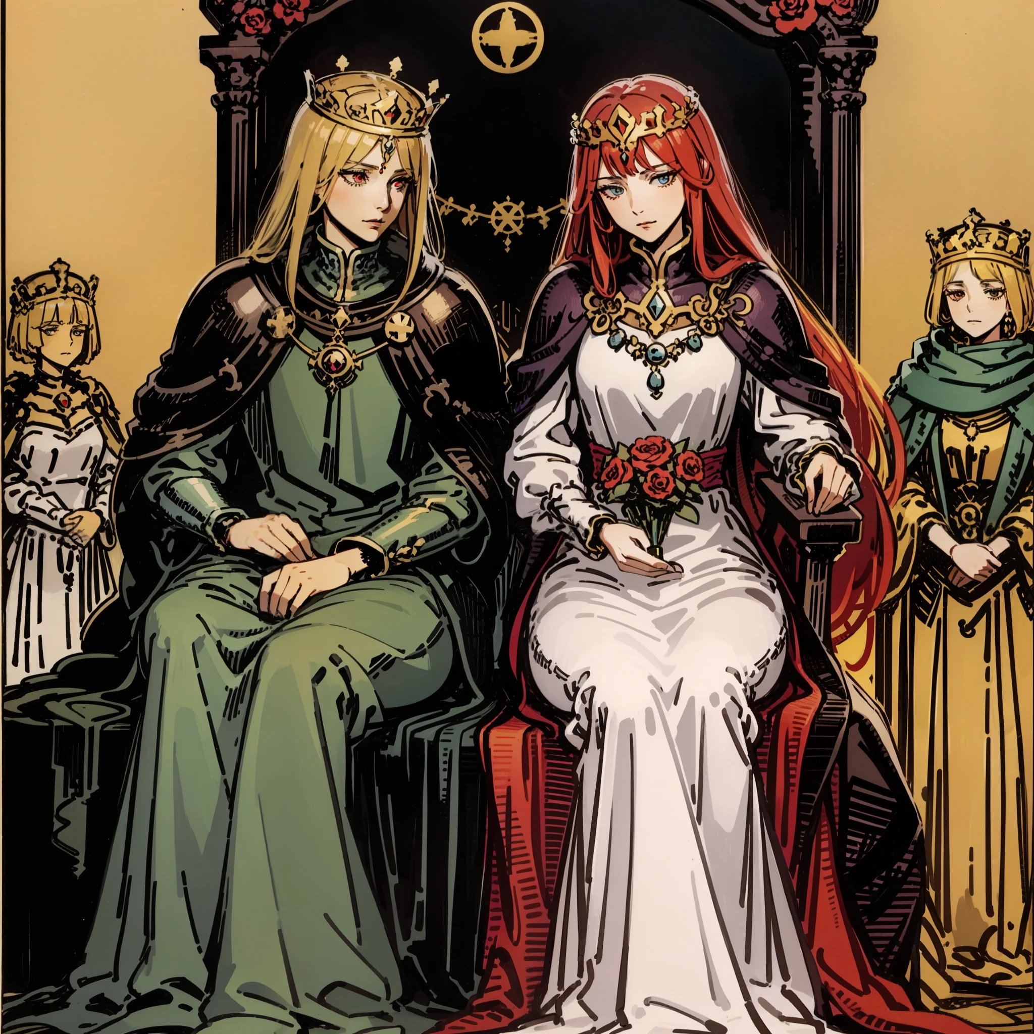 The tarot cards, the empress and the emperor as tarot characters.