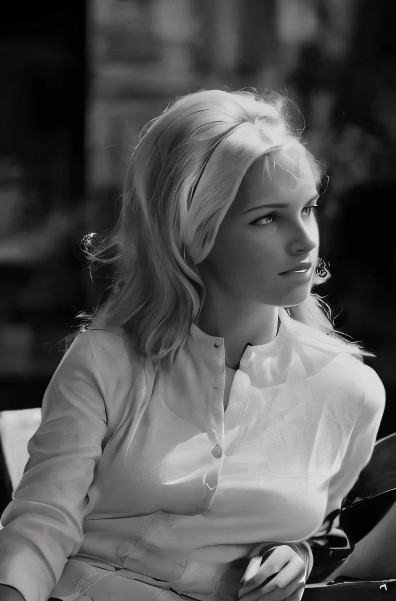 a black and white photo of a woman sitting on a bench, by Larry Fink, inspired by Larry Fink, beautiful face!, & Her expression is solemn, beautiful wilder, beautiful young woman, beautiful girl, karolina cummings, brigitte bardot, in her early 20s, by Stan Galli, photo taken my martha cooper