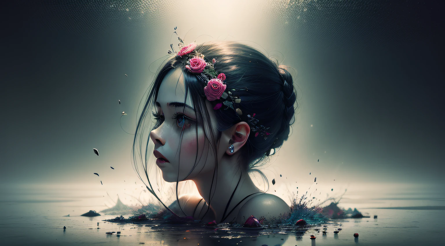 Artistic expression transcending boundaries, extremely detailed rich color splashes, Surrealism photography.