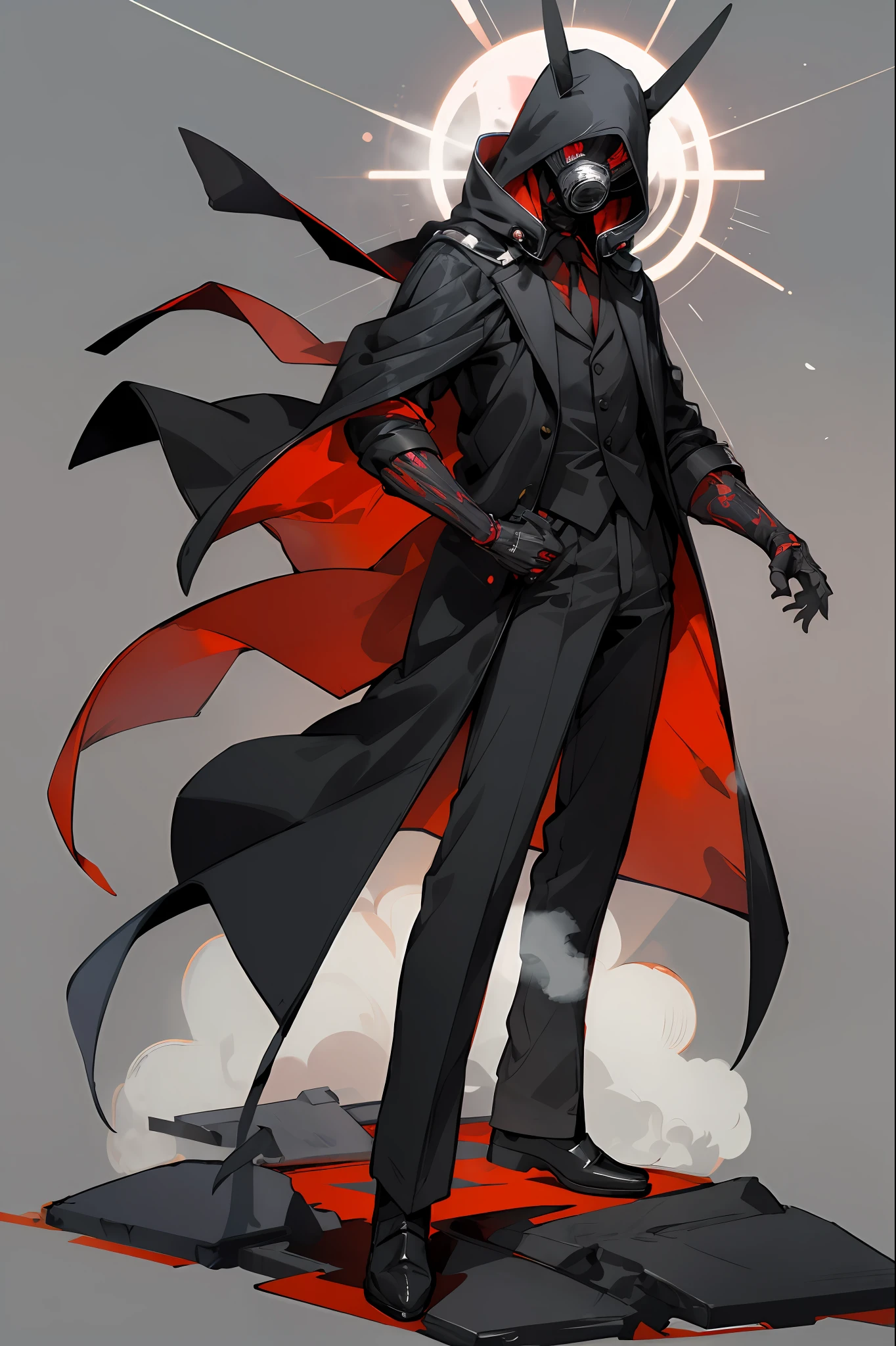 Izuku Midoriya as the grim reaper dressed in plague doctor's clothes wielding a scythe in a cemetery under the crimson moonlight in the style of SY3.