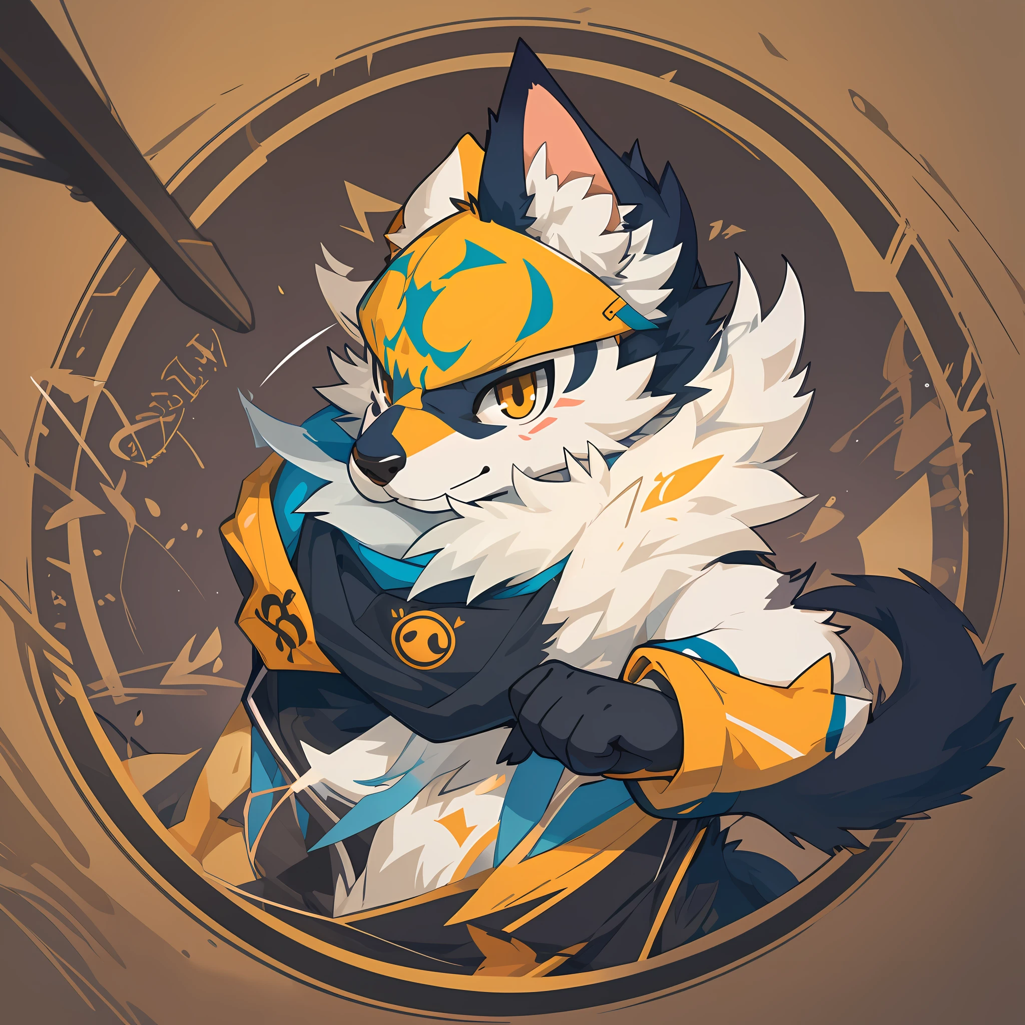 top quality, best quality, rzminjourney, vector-art, High-quality illustrations, masterpiece)(kemono, furry anthro)logo mark, round,