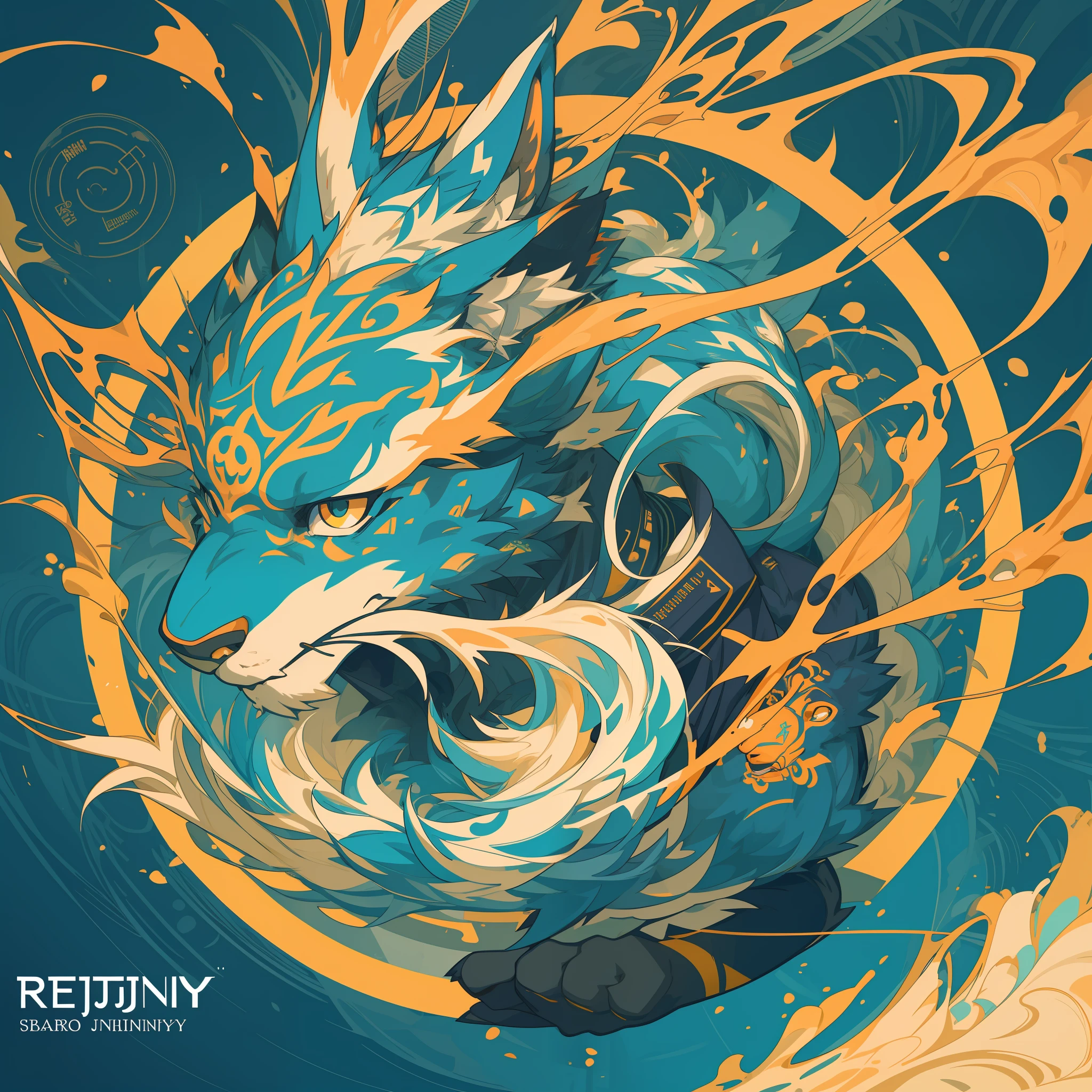 top quality, best quality, poster, rzminjourney, vector-art, High-quality illustrations by Victo Ngai, masterpiece(kemono, furry anthro)logo mark, round,