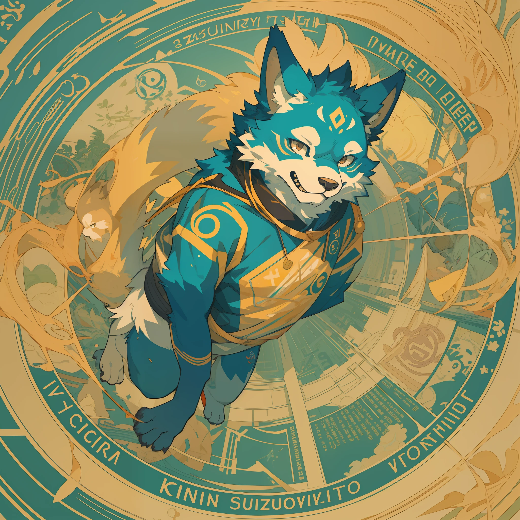 top quality, best quality, poster, rzminjourney, vector-art, High-quality illustrations by Victo Ngai, masterpiece(kemono, furry anthro)logo mark, round,