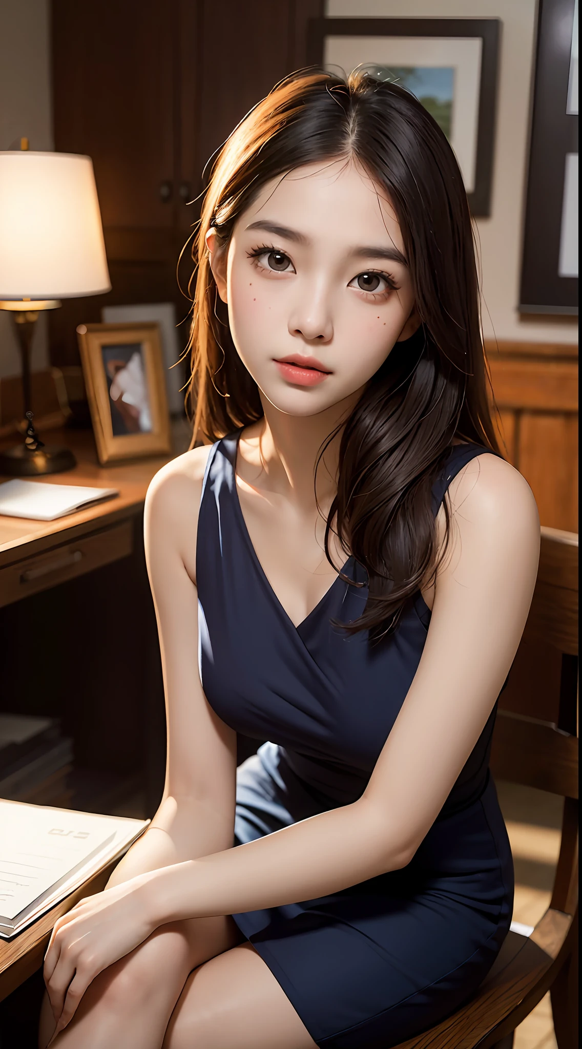 Masterpiece,(Most Realist:1.5),Max Resolution,Max Face Resolution,Maximum Environmental Detail,Most Beautiful Woman,,Thai Woman,Thai, Boy,Fair Skin,Big Eyes,Beautiful Eyes,Short,Bright Face,Most Beautiful Nose,Sitting in Study