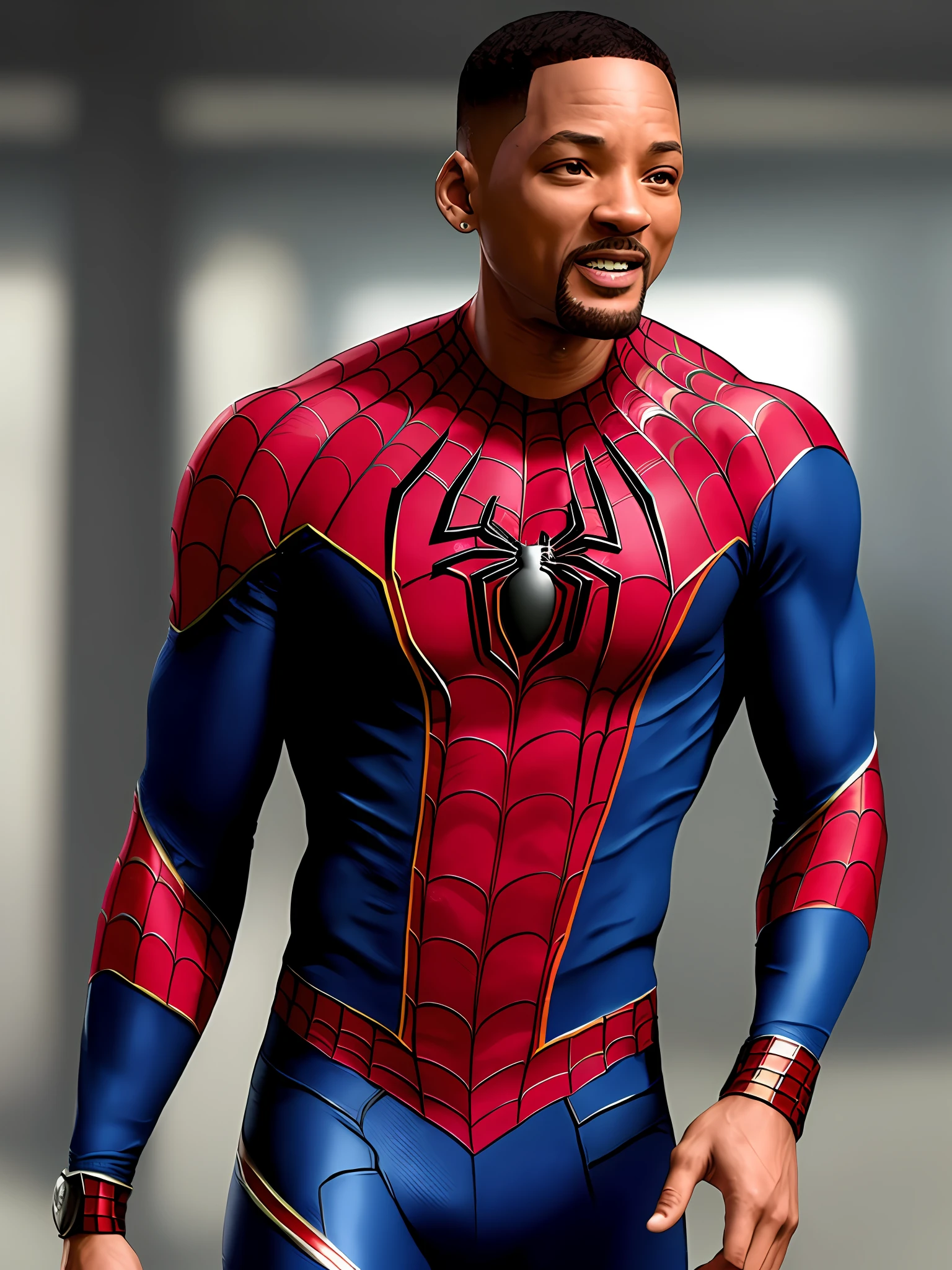 ((Realistic)), ((Cinematic)) Will Smith wearing Spider Man's outfit