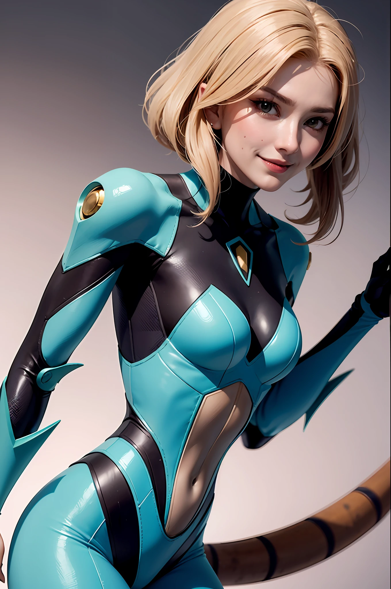 Metroid suit, woman in hot insect shell, Guyver style, bewitching, evil smile, scaraber reploid, bellows tail, cel shade adult animation,