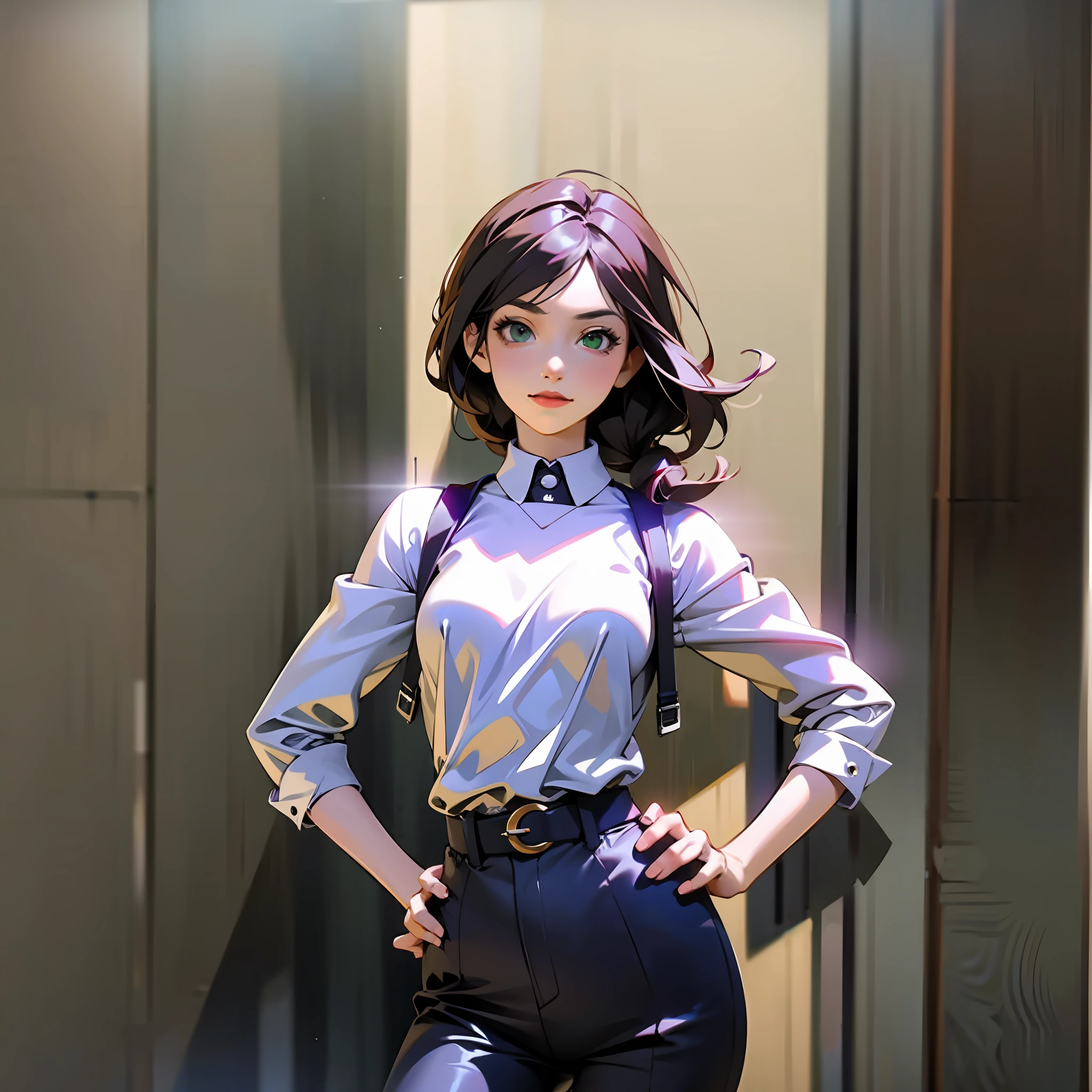 there is a woman standing with her hands on her hips, lorena avarez, karla ortiz, background removed, fernanda suarez, half body cropping, half - body shot, half-body shot, green screen, julia fuentes, alanis guillen, magda torres gurza, frontal pose, mid body portrait, full-body-shot