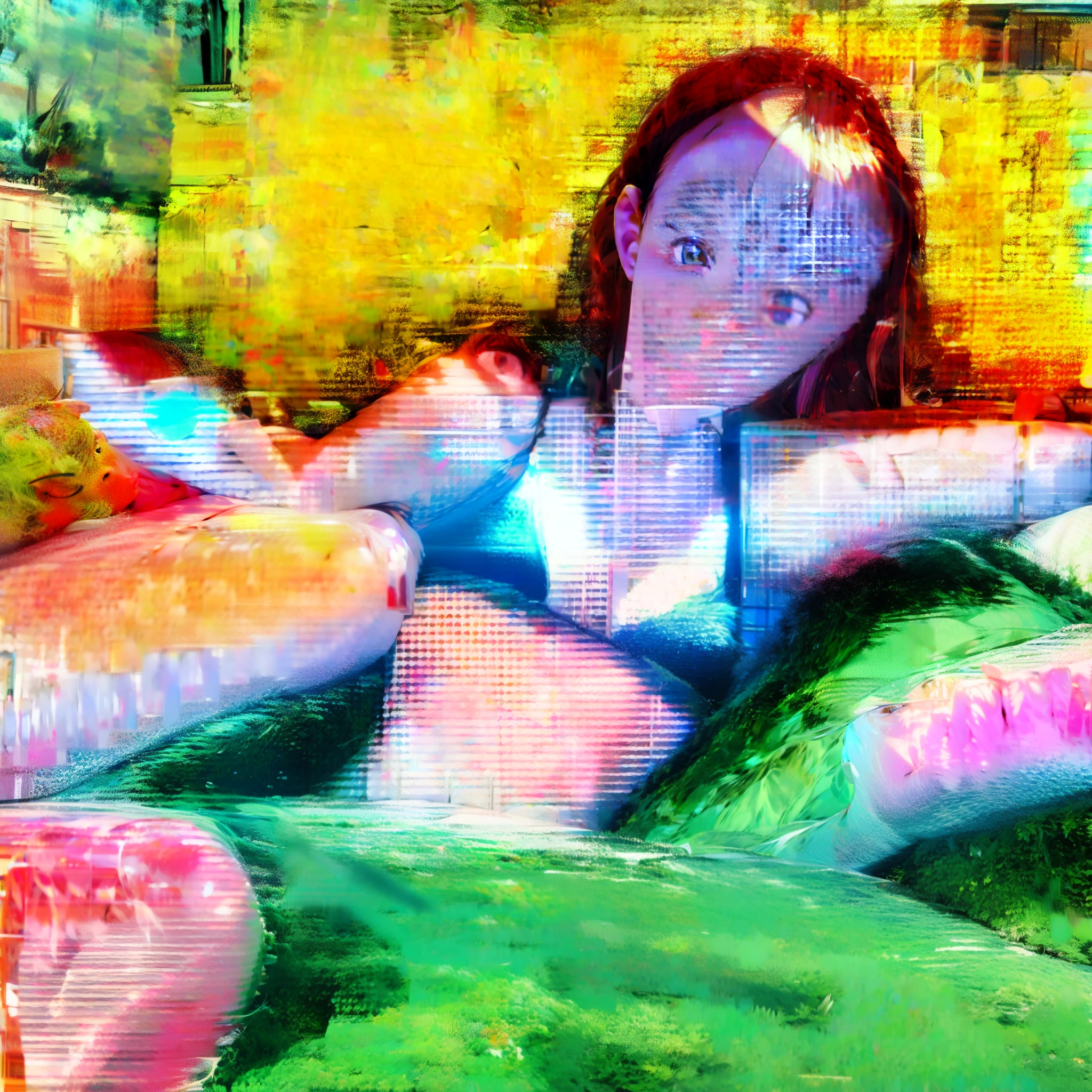 A girl, in bed, bikini