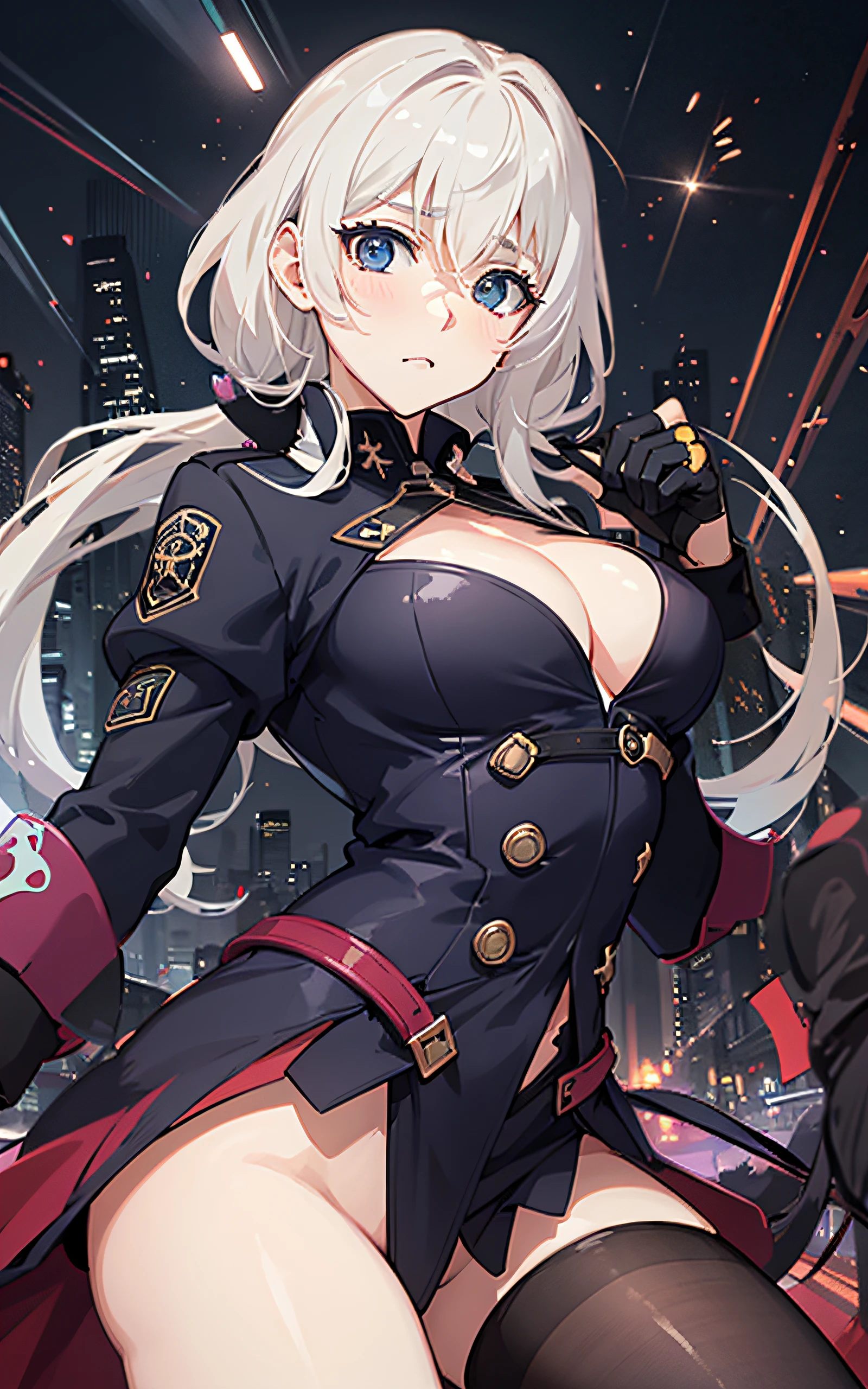 Baticano Inquisitor, style of a S.C.P. agent, has a stan with the letters SCP on her clothes, masterpiece, best quality, highres, watercolor painting theme, (looking at the viewer: 1.1) creative hair, city streets, eye of with the hands of the clock, sad lighting, blush, waist shot, albino skin, detailed details of the face, dynamic pose, wallpaper, edge lights, by Studio Ghibli, erotic